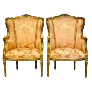 Pair of Louis XVI Style Giltwood Bergères, Late 19th Century