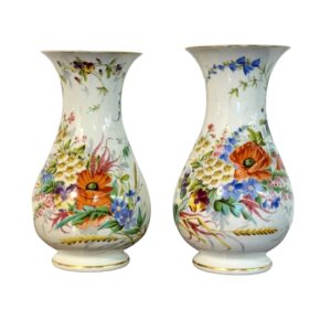 Pair of Paris Porcelain Vases with Hand-Painted Floral Bouquets, c.1880