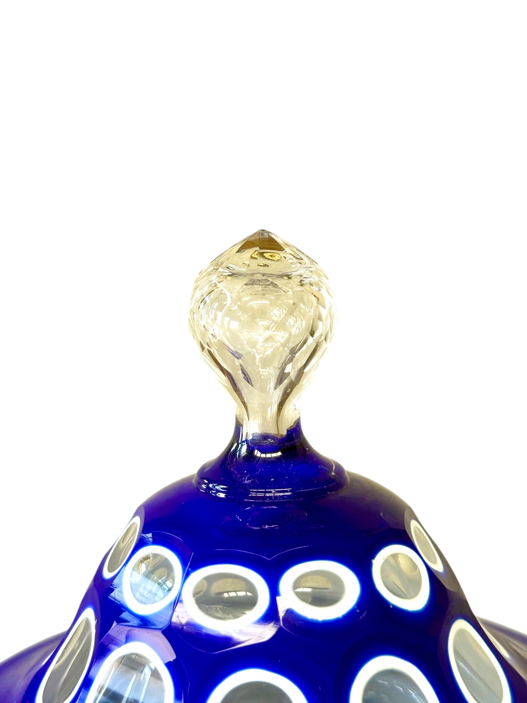 19th Century Blue Overlay and Opaline Glass Covered Drageoir - Image 13