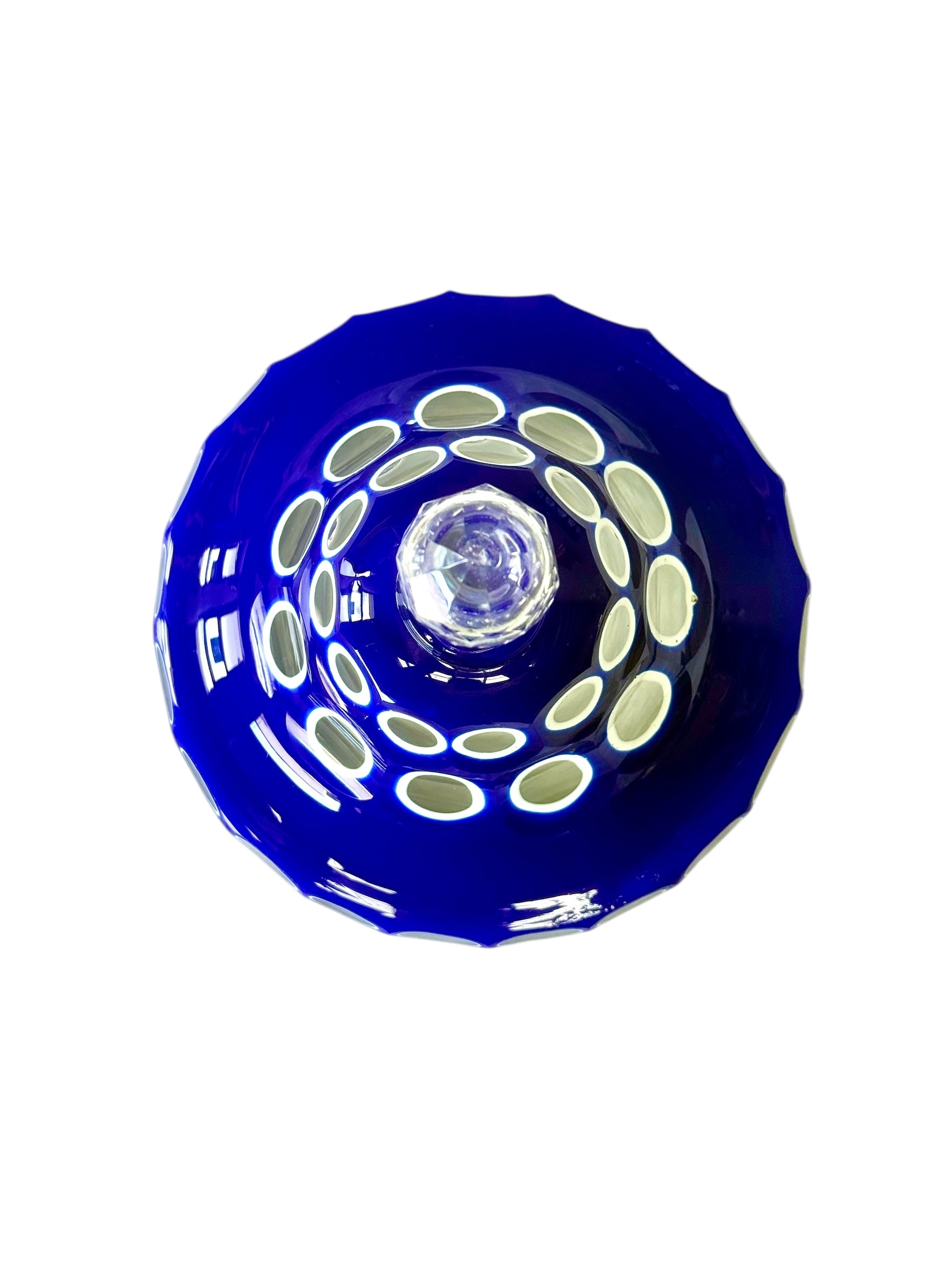 19th Century Blue Overlay and Opaline Glass Covered Drageoir - Image 6