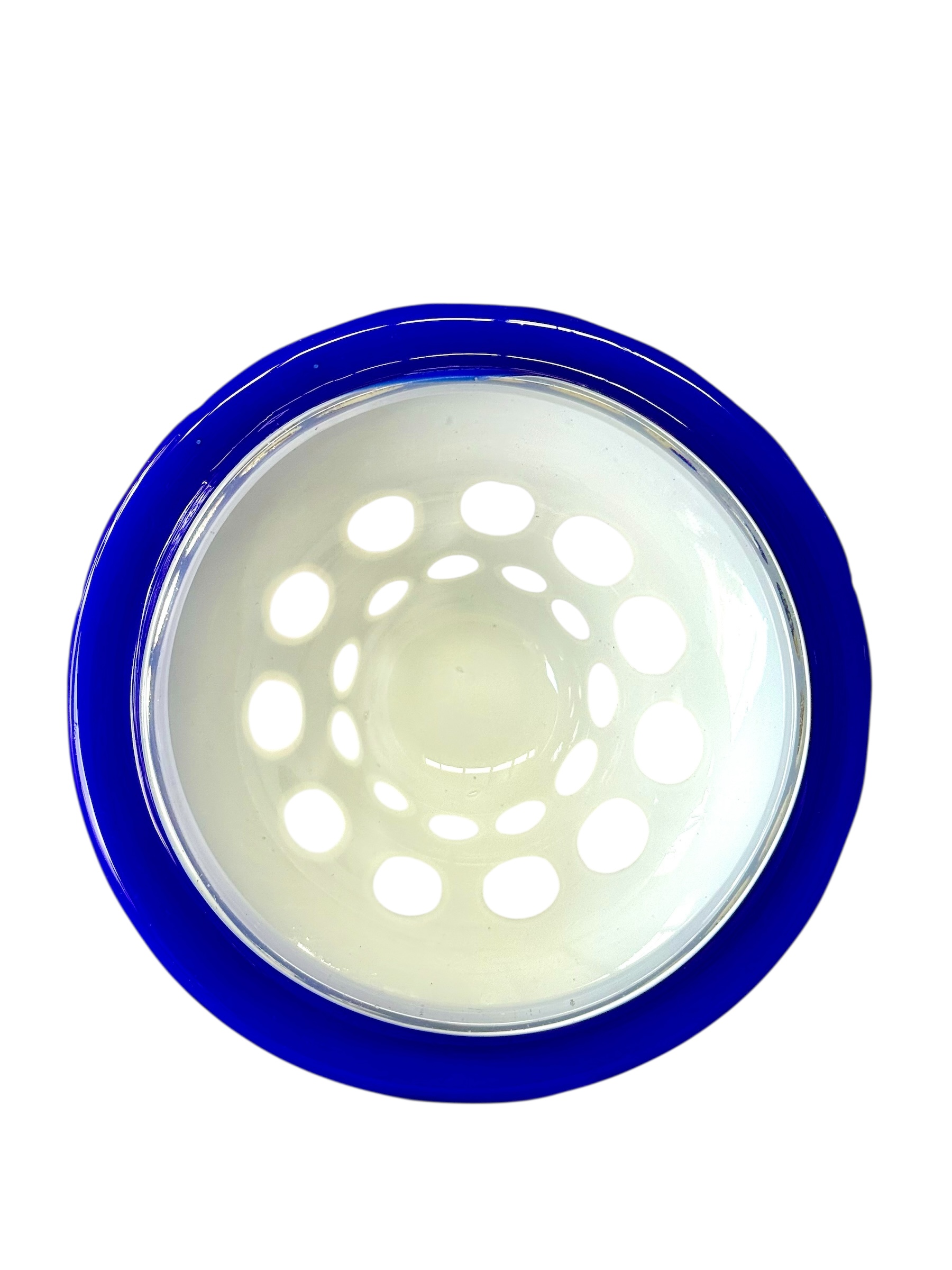 19th Century Blue Overlay and Opaline Glass Covered Drageoir