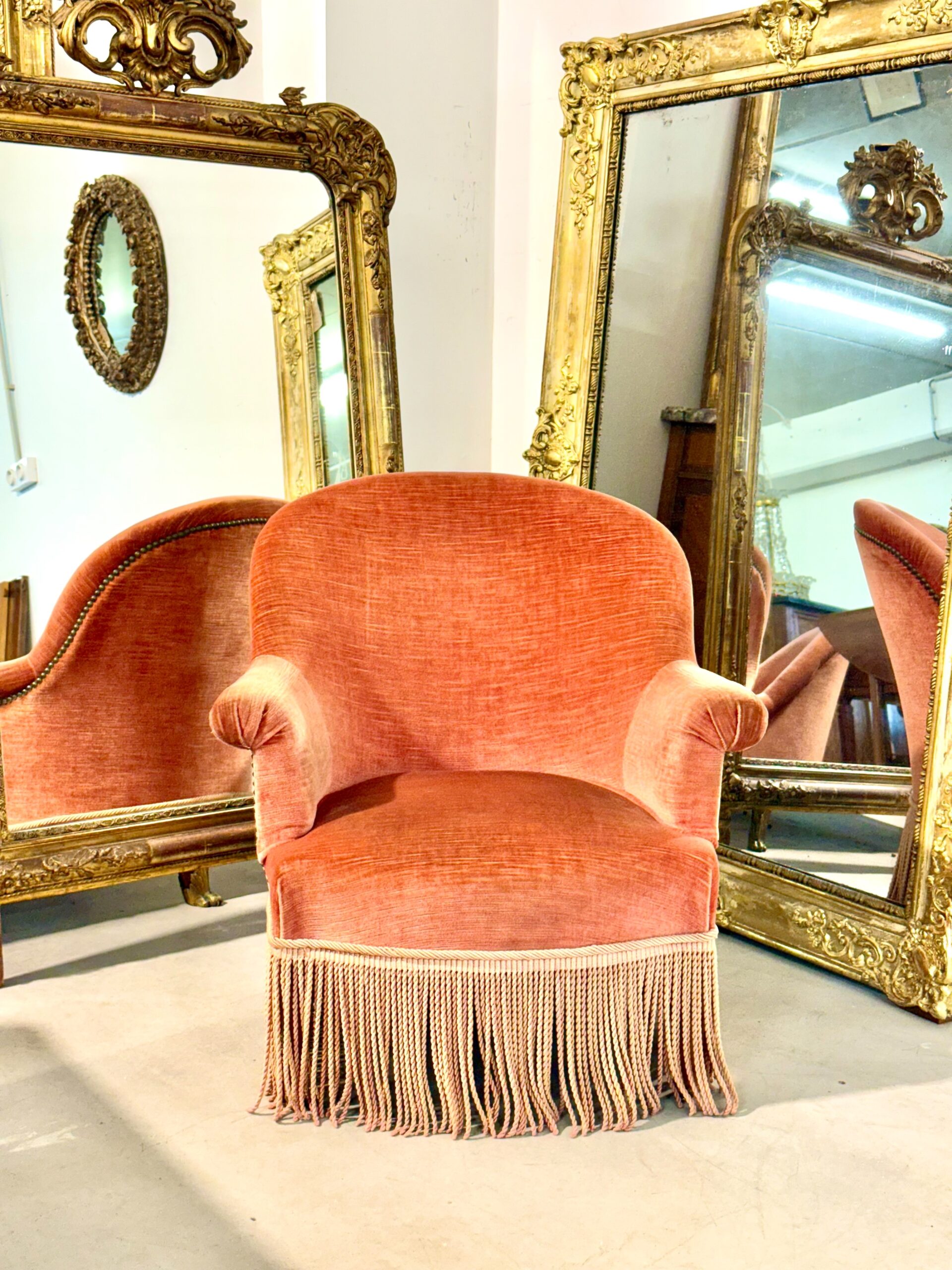 19th Century Child’s Velvet Armchair with Decorative Fringe - Image 3