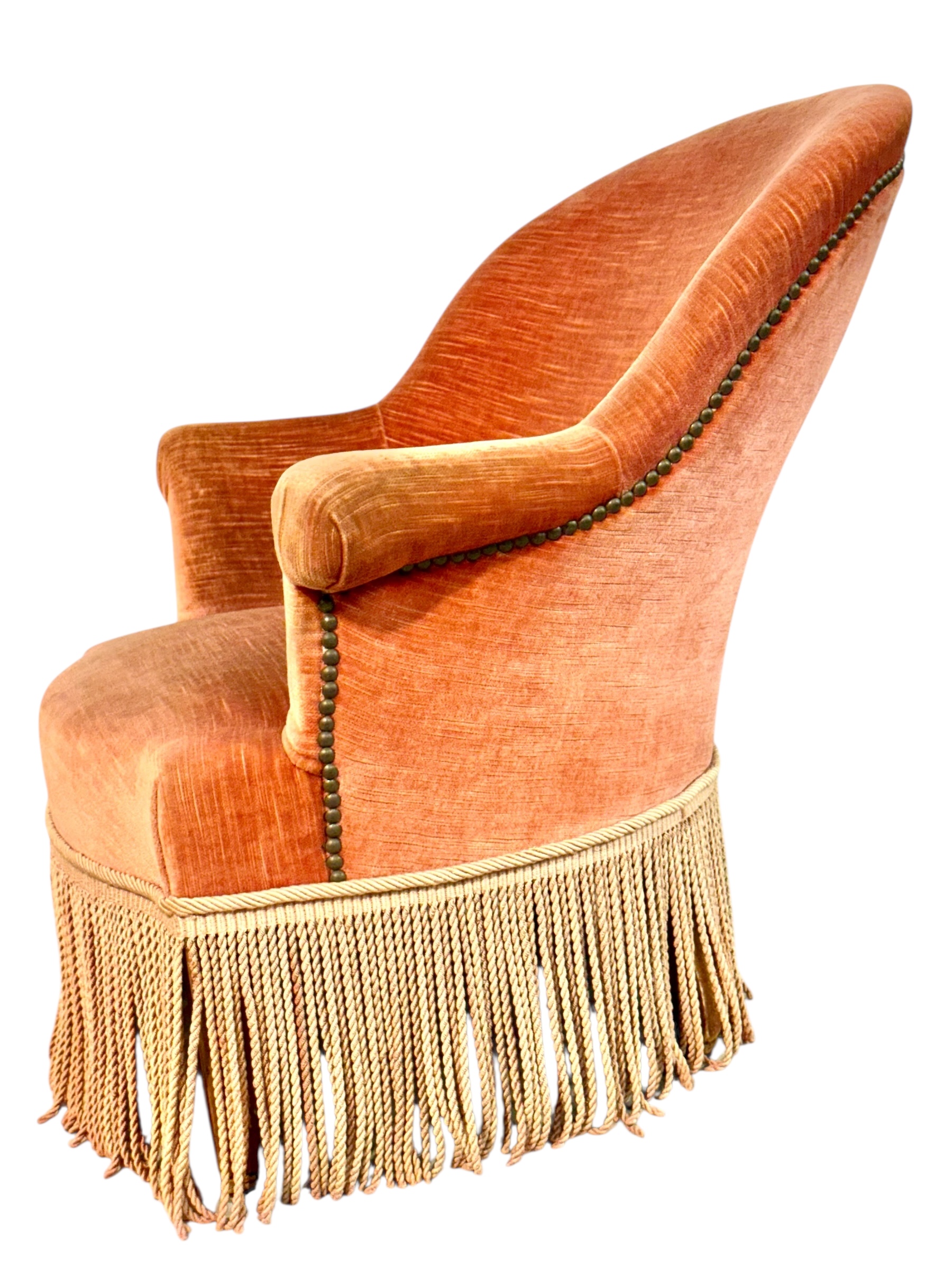 19th Century Child’s Velvet Armchair with Decorative Fringe - Image 4