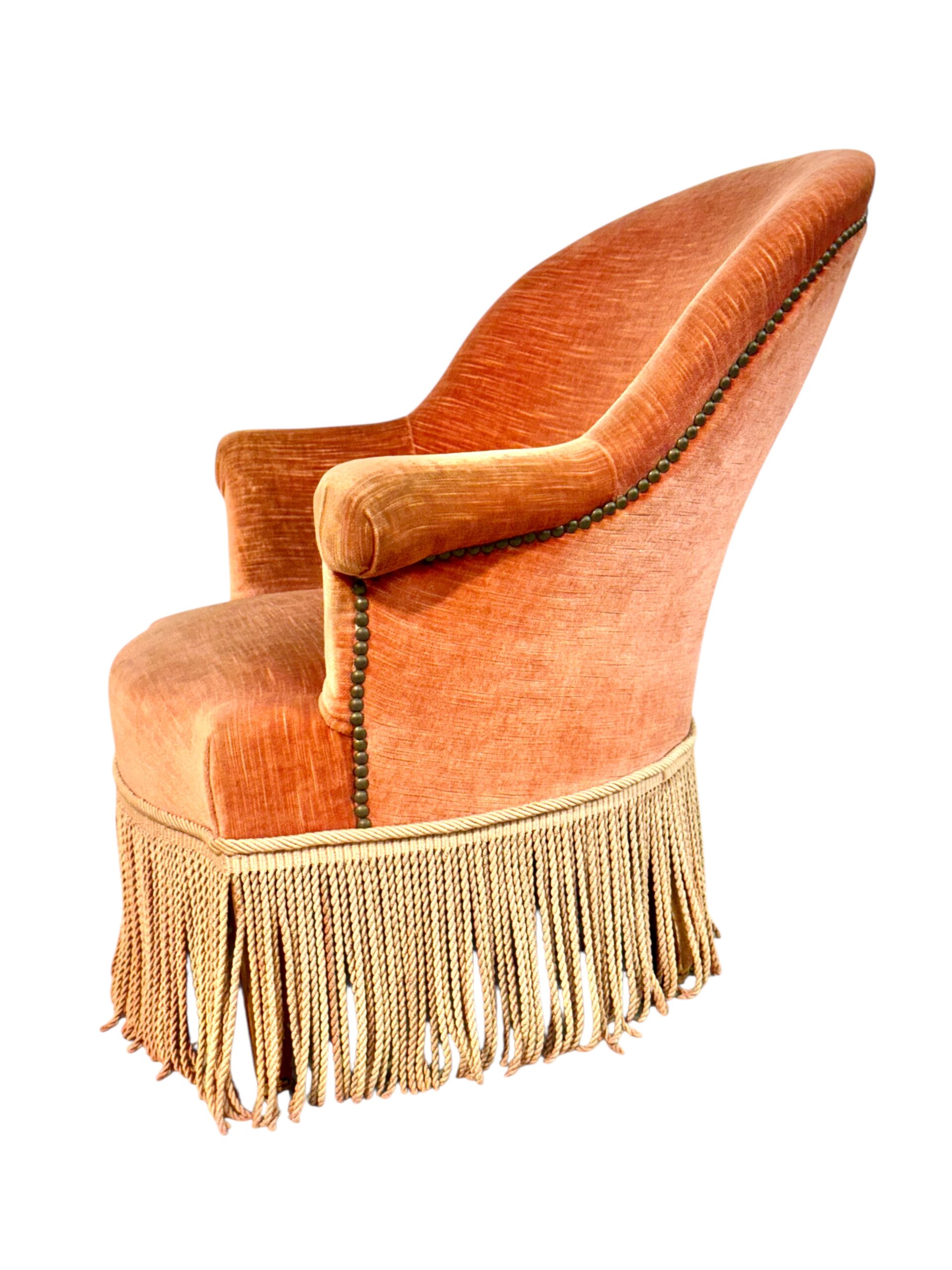 19th Century Child’s Velvet Armchair with Decorative Fringe1