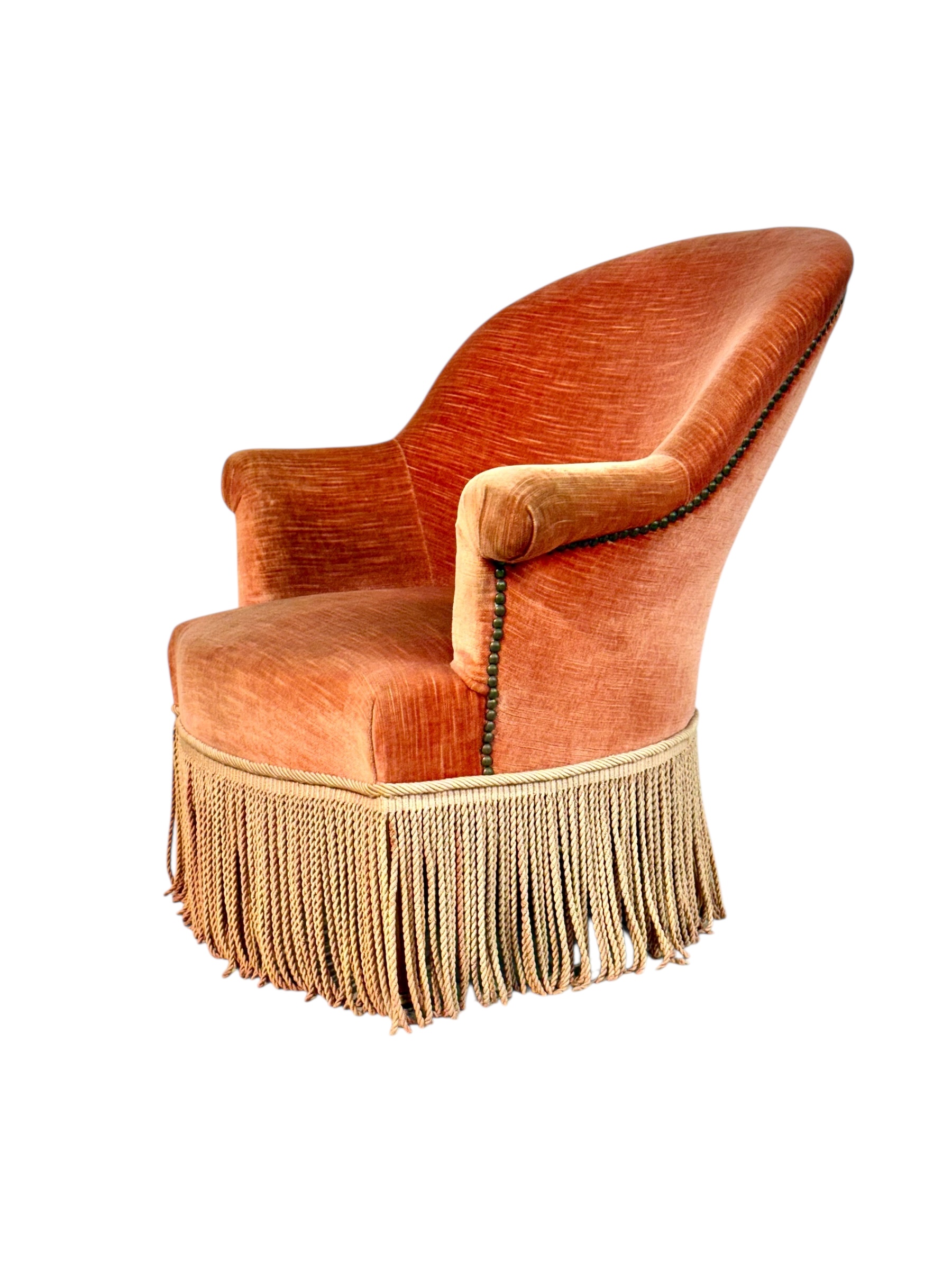 19th Century Child’s Velvet Armchair with Decorative Fringe - Image 2