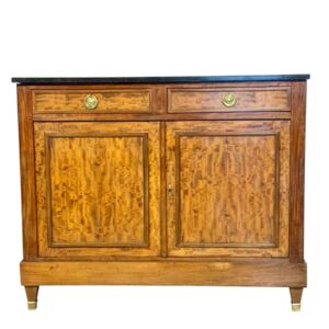 19th Century French Buffet in Burr Elm with Black Marble Top