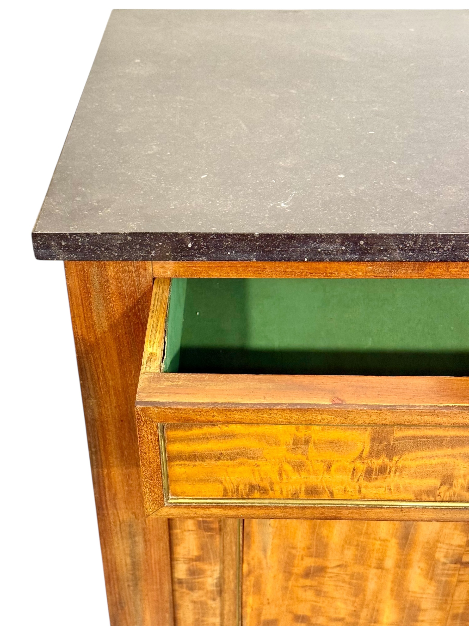 19th Century French Buffet in Burr Elm with Black Marble Top