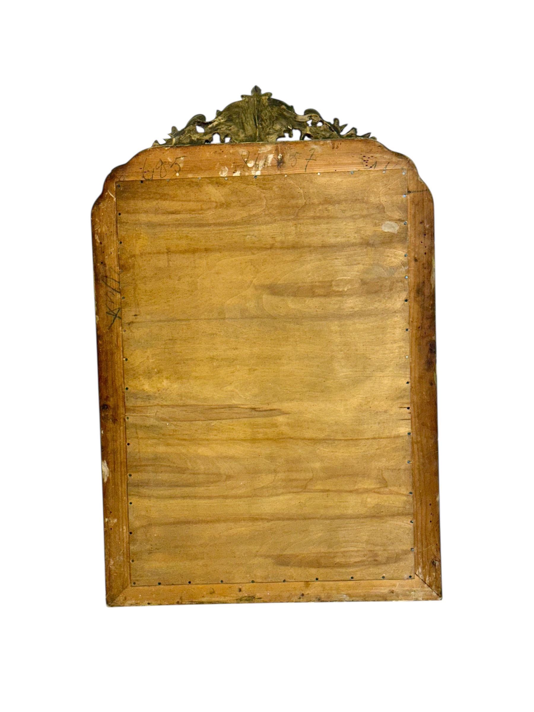 19th Century French Gilded Mirror with Floral Crest and Original Glass