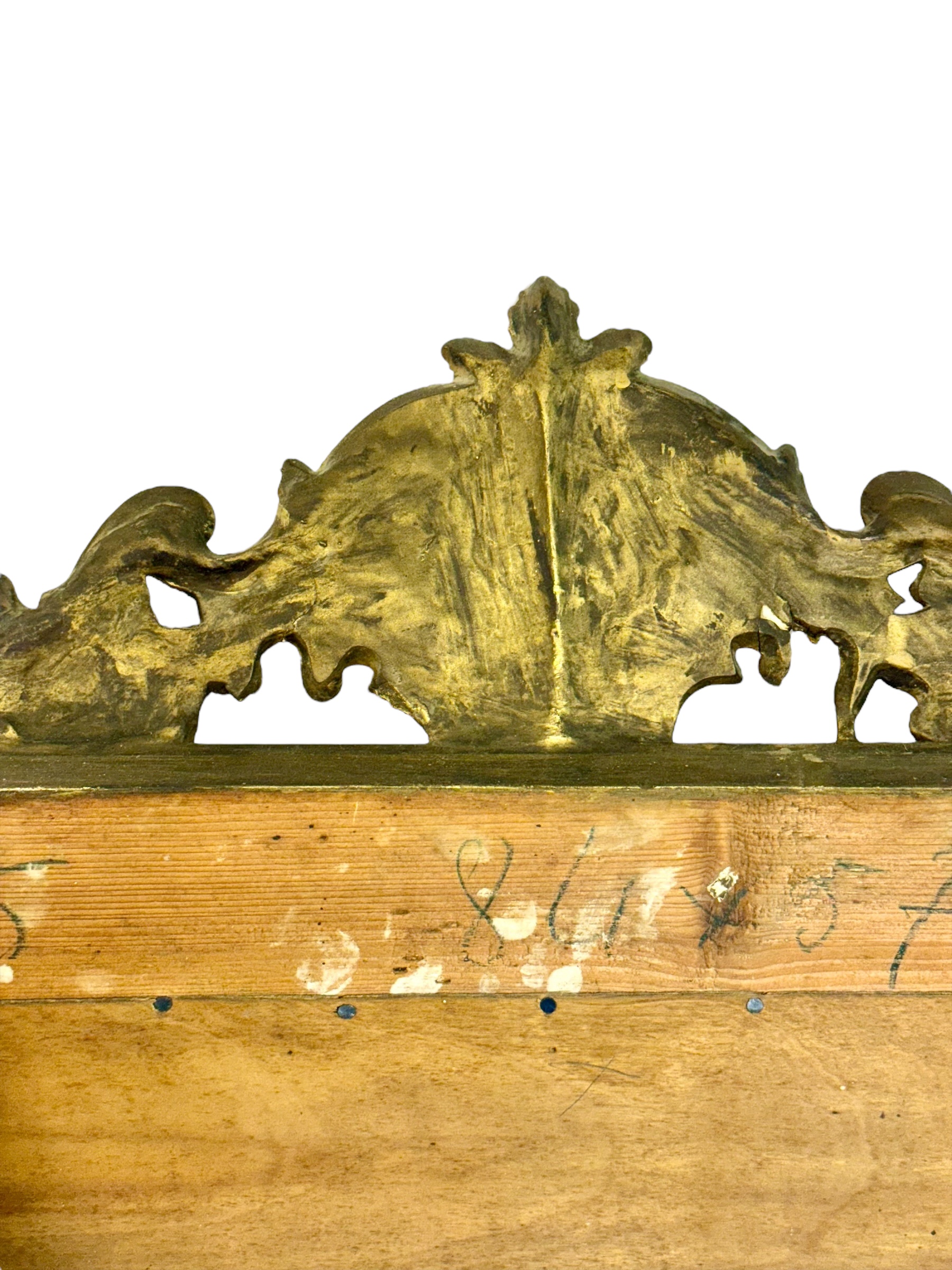 19th Century French Gilded Mirror with Floral Crest and Original Glass