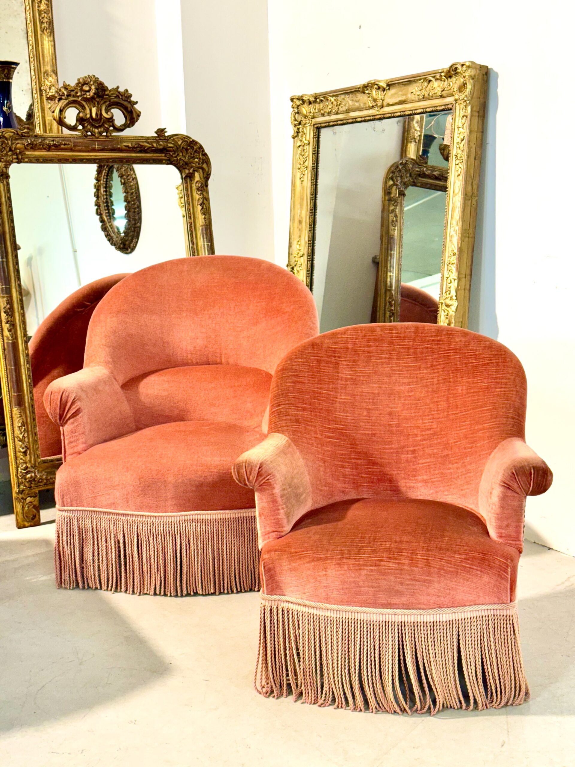19th Century French Velvet Armchair with Tassel Fringe Trim - Image 14