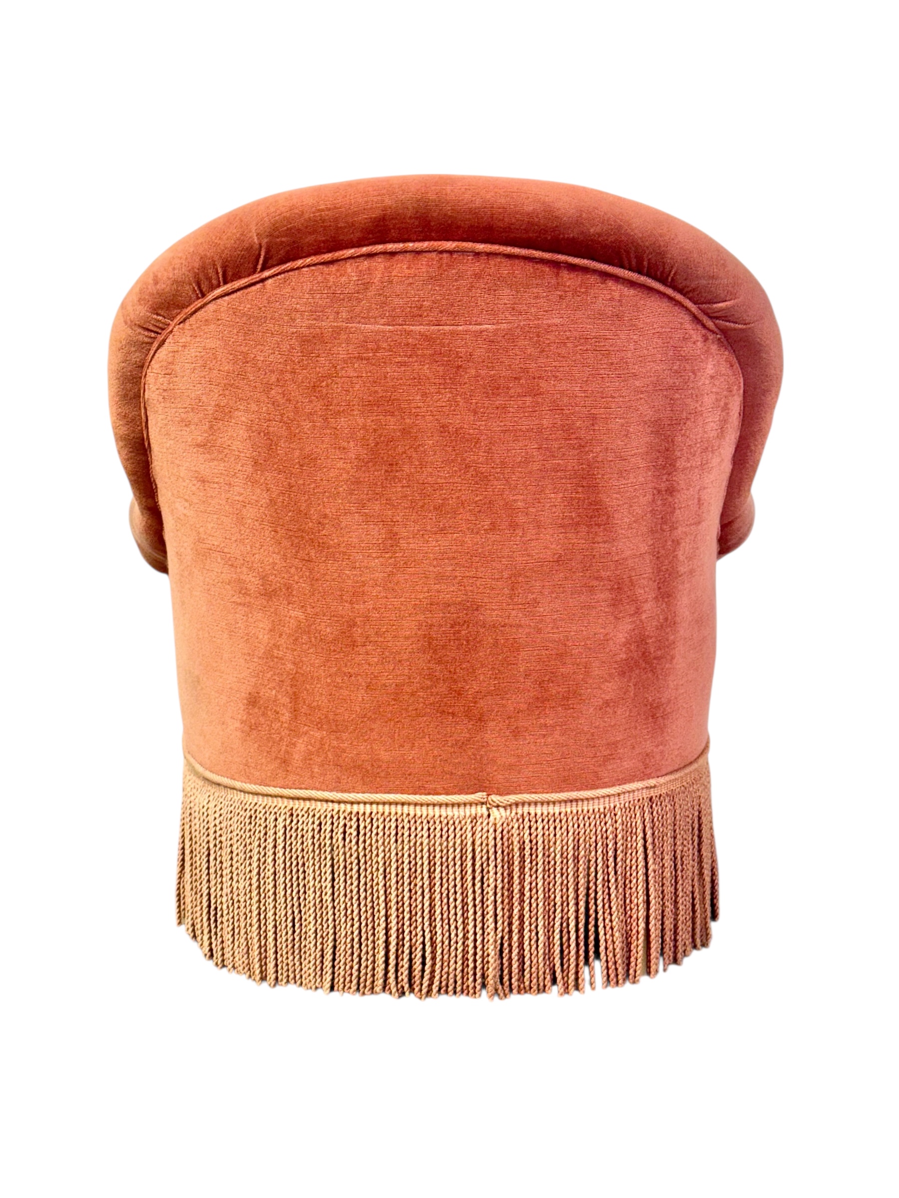 19th Century French Velvet Bergere Armchair with Tassel Fringe Trim