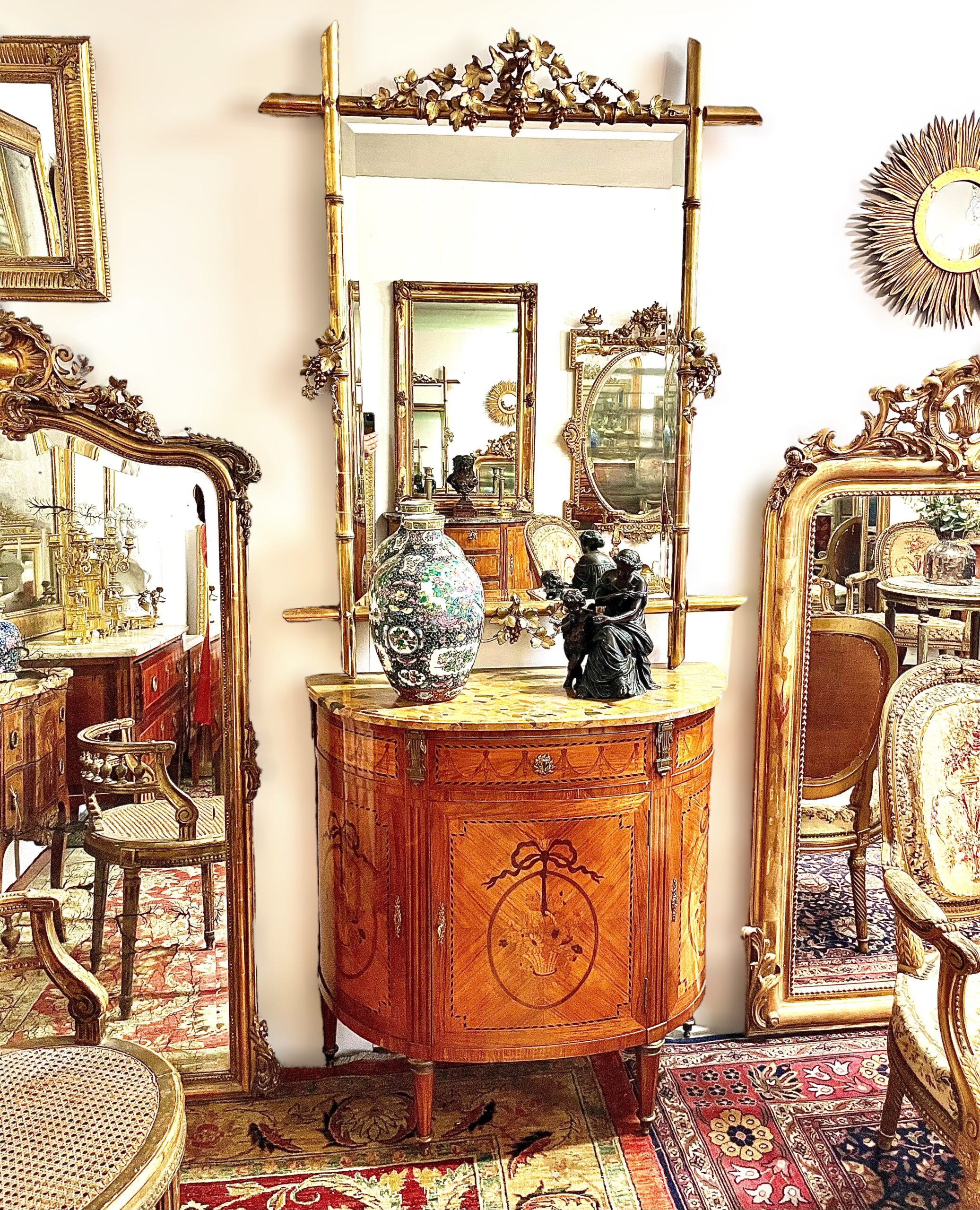 19th Century Louis XVI Style Demilune Commode with Marble Top