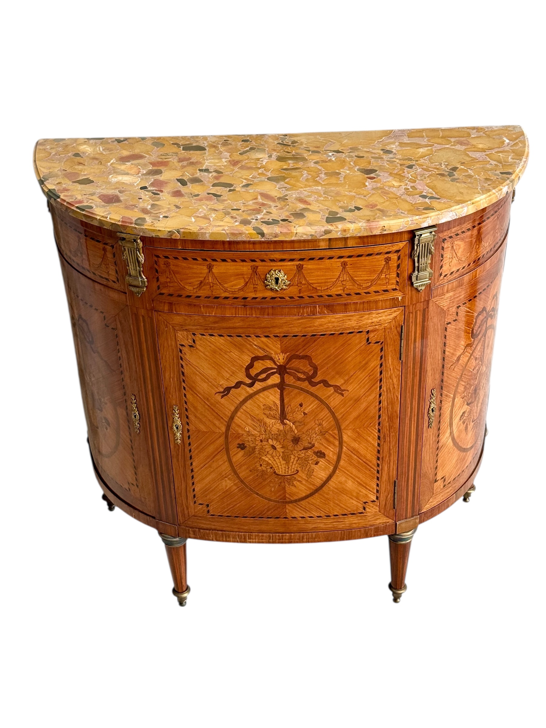 19th Century Louis XVI Style Demilune Commode with Marble Top - Image 2