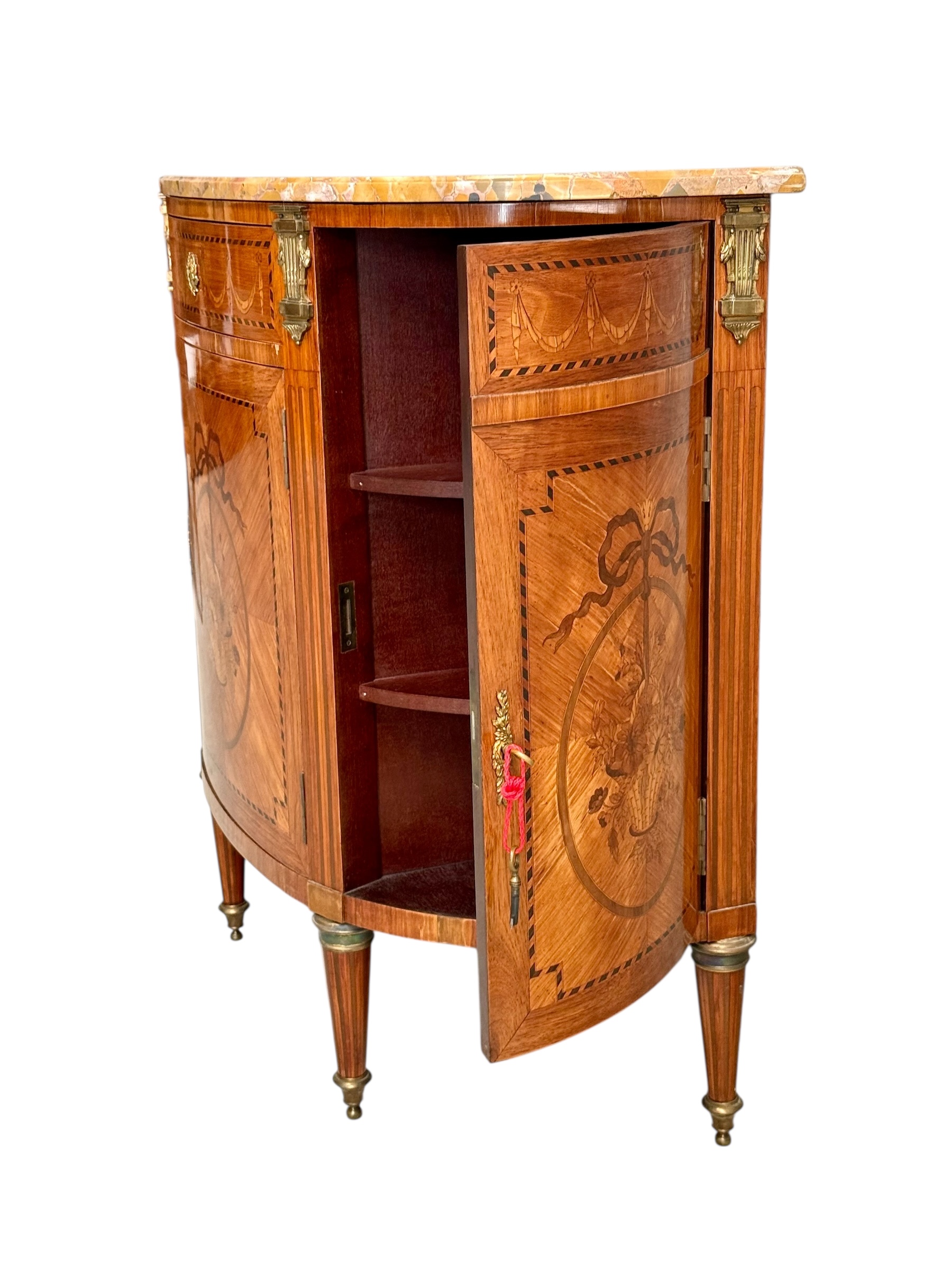 19th Century Louis XVI Style Demilune Commode with Marble Top