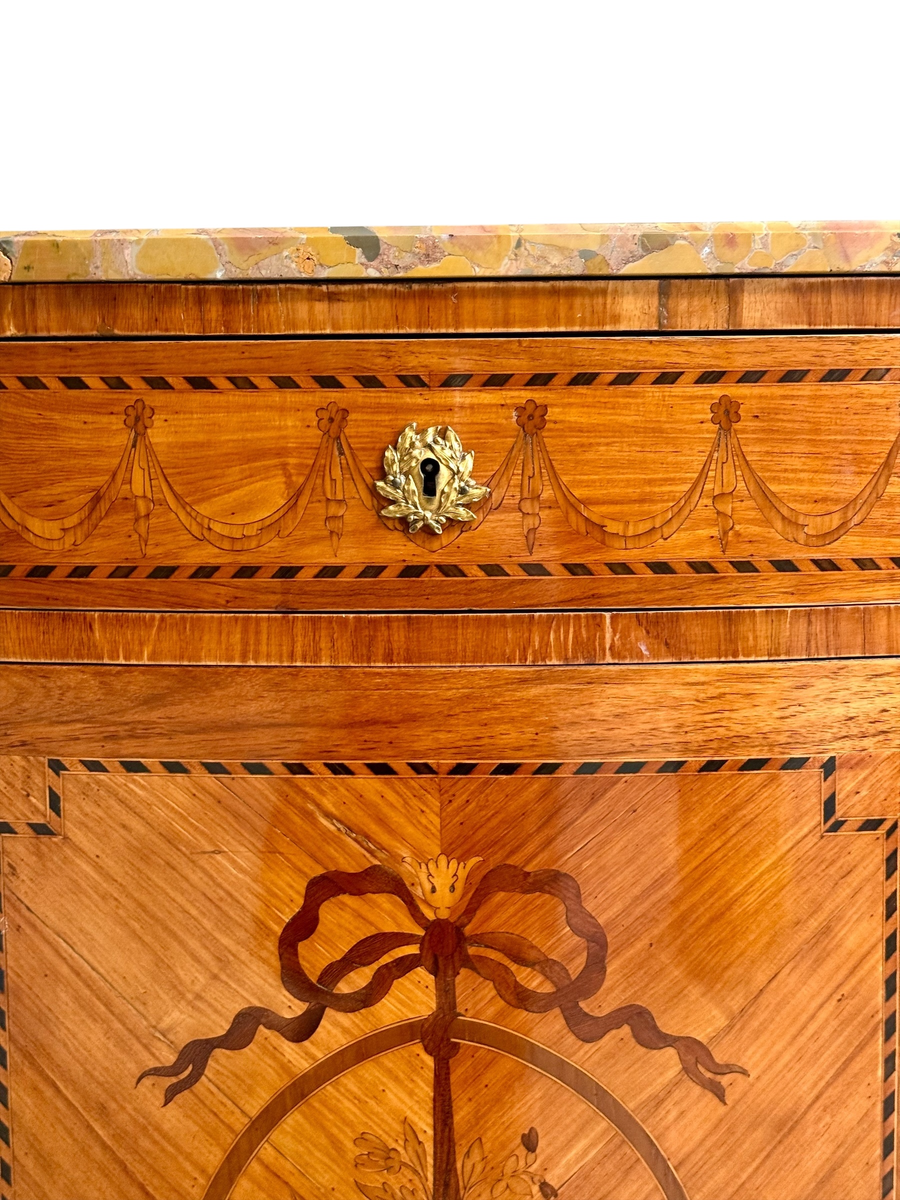 19th Century Louis XVI Style Demilune Commode with Marble Top