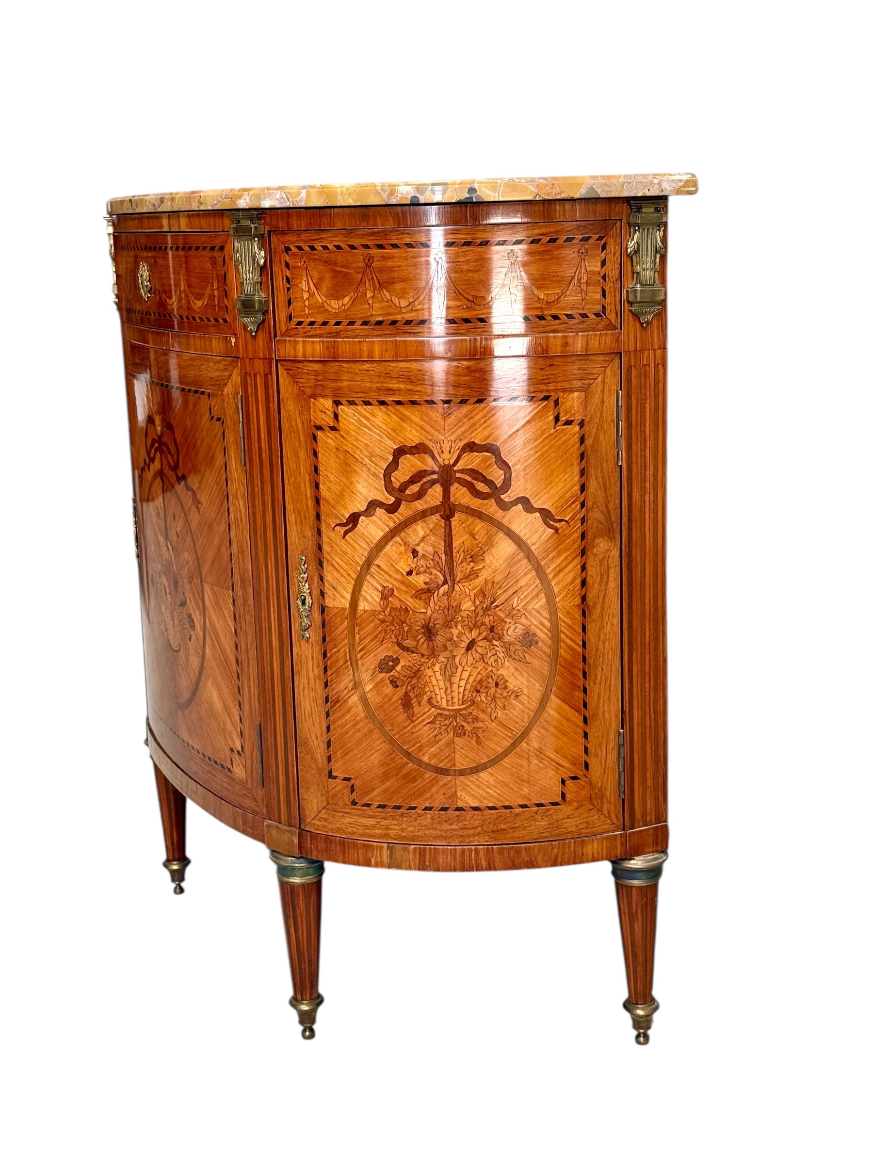 19th Century Louis XVI Style Demilune Commode with Marble Top - Image 4