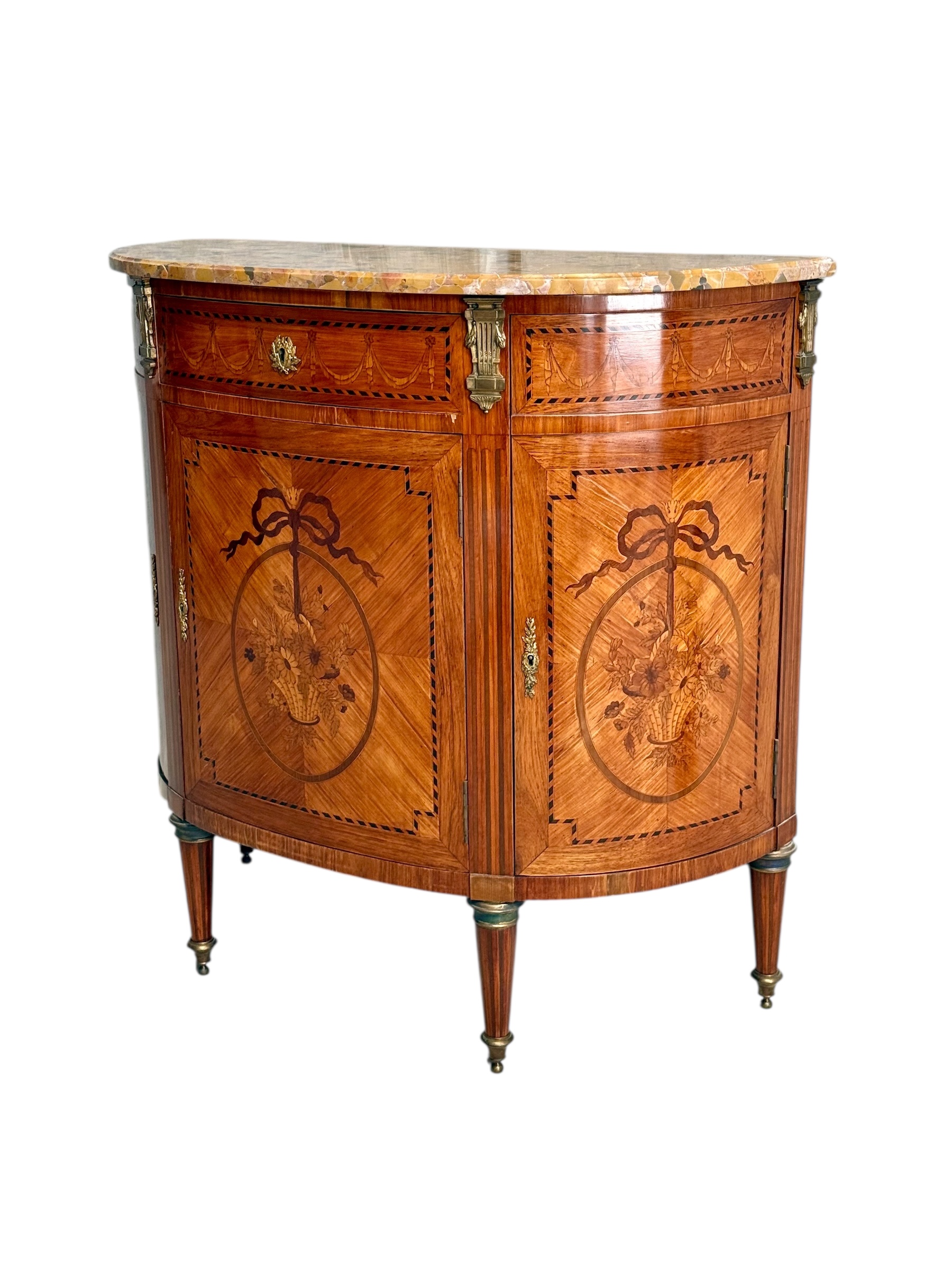 19th Century Louis XVI Style Demilune Commode with Marble Top