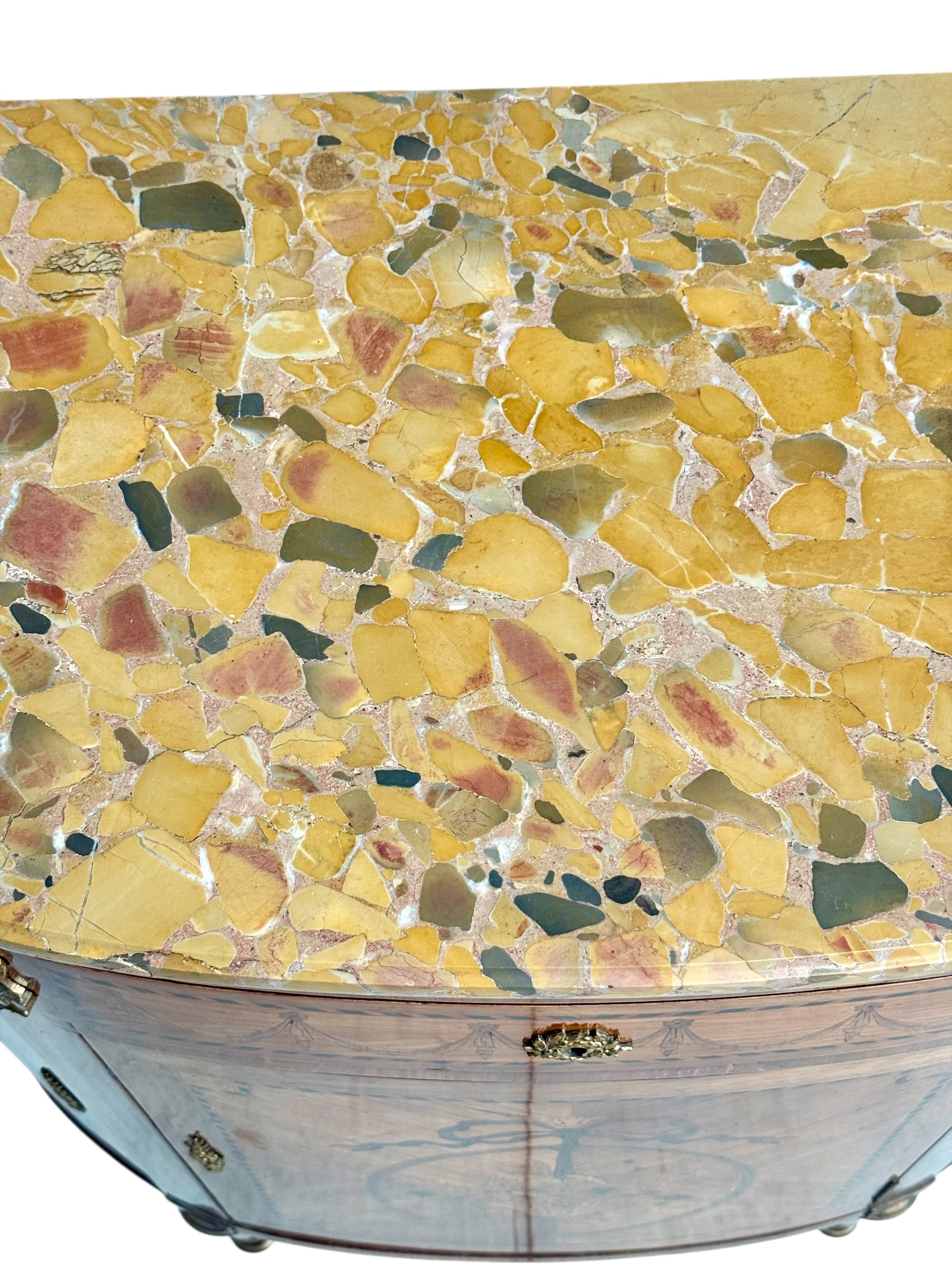 19th Century Louis XVI Style Demilune Commode with Marble Top