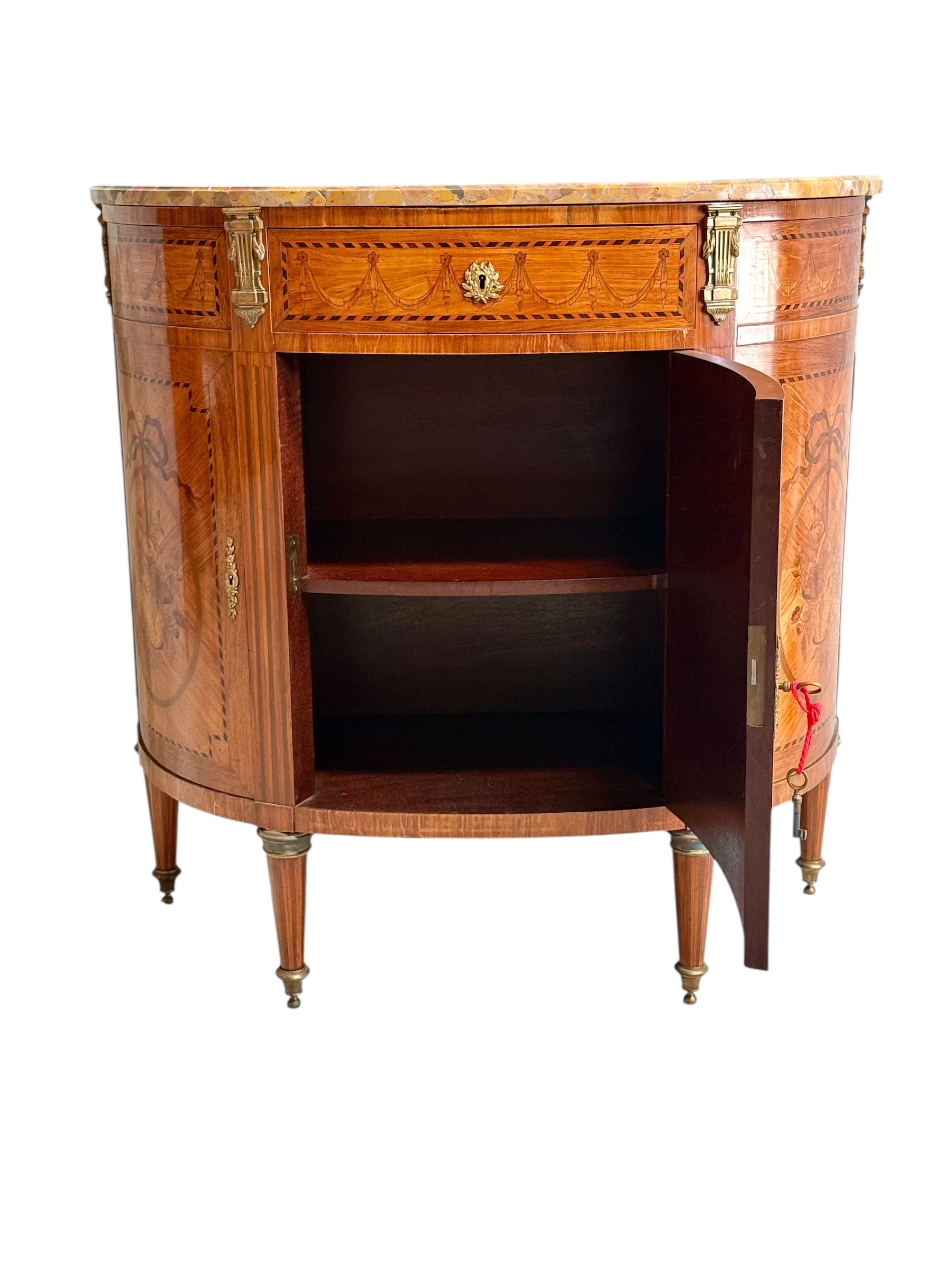 19th Century Louis XVI Style Demilune Commode with Marble Top - Image 10
