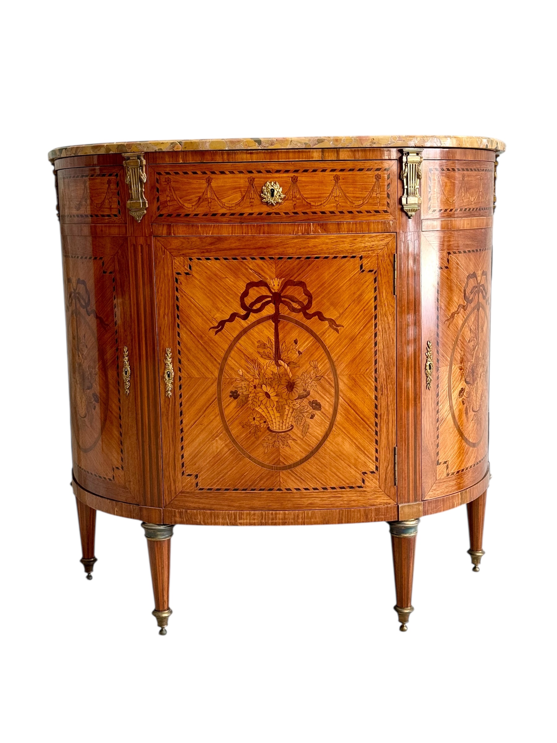 19th Century Louis XVI Style Demilune Commode with Marble Top