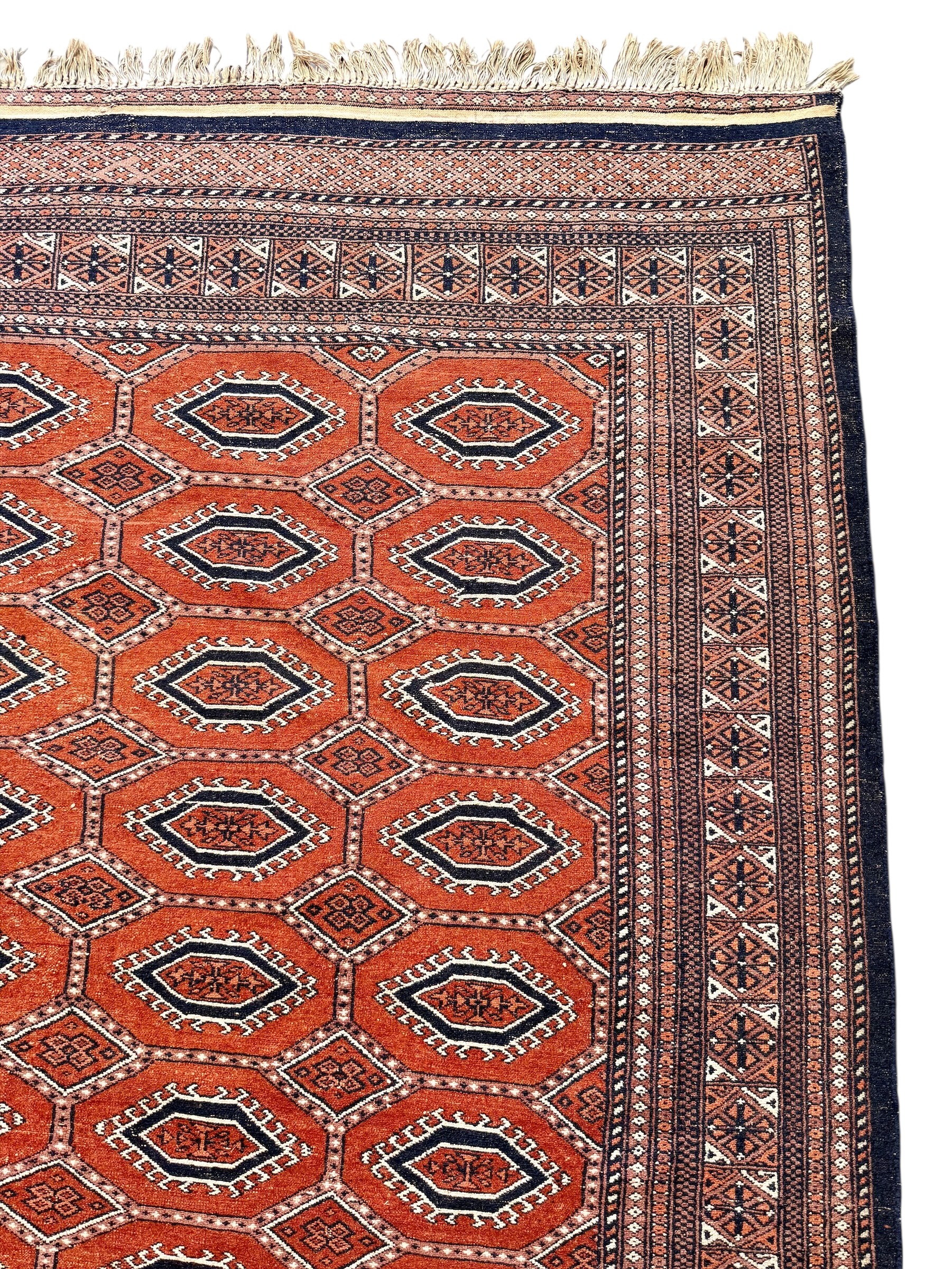 19th Century Persian Handwoven Rug in Red and Navy Wool - Image 10