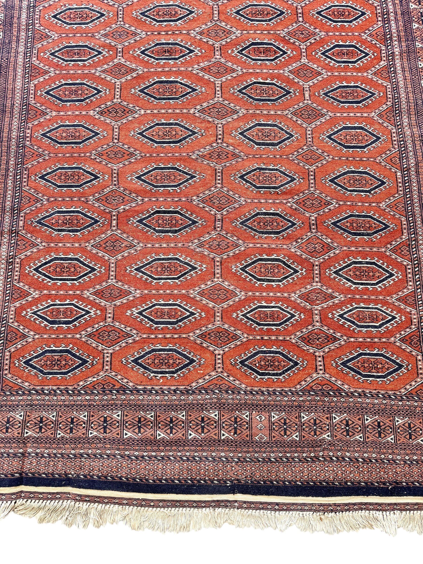 19th Century Persian Handwoven Rug in Red and Navy Wool - Image 11