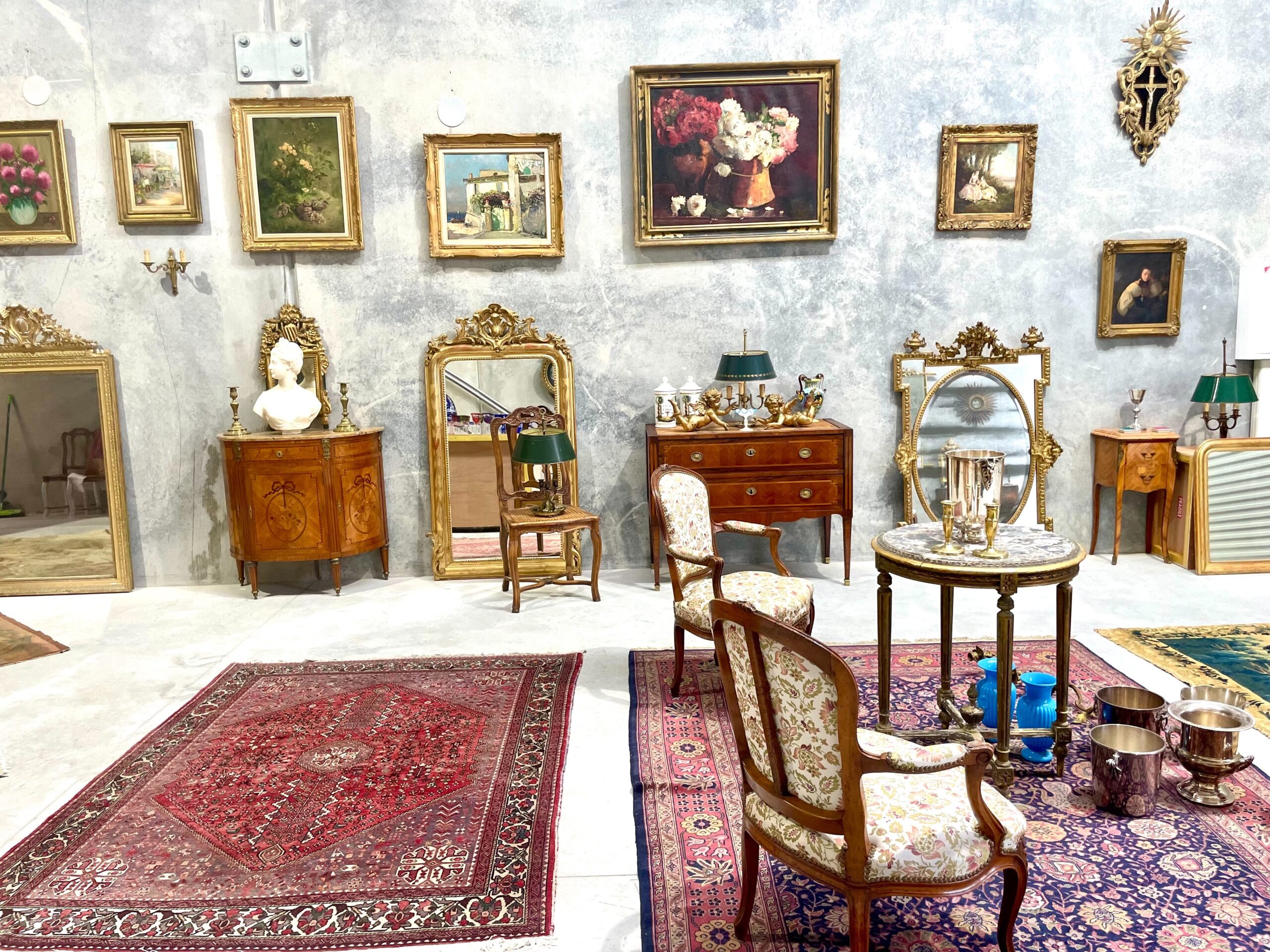 Antique Persian Heriz Rug in Red and Grey Tones, Handwoven Wool