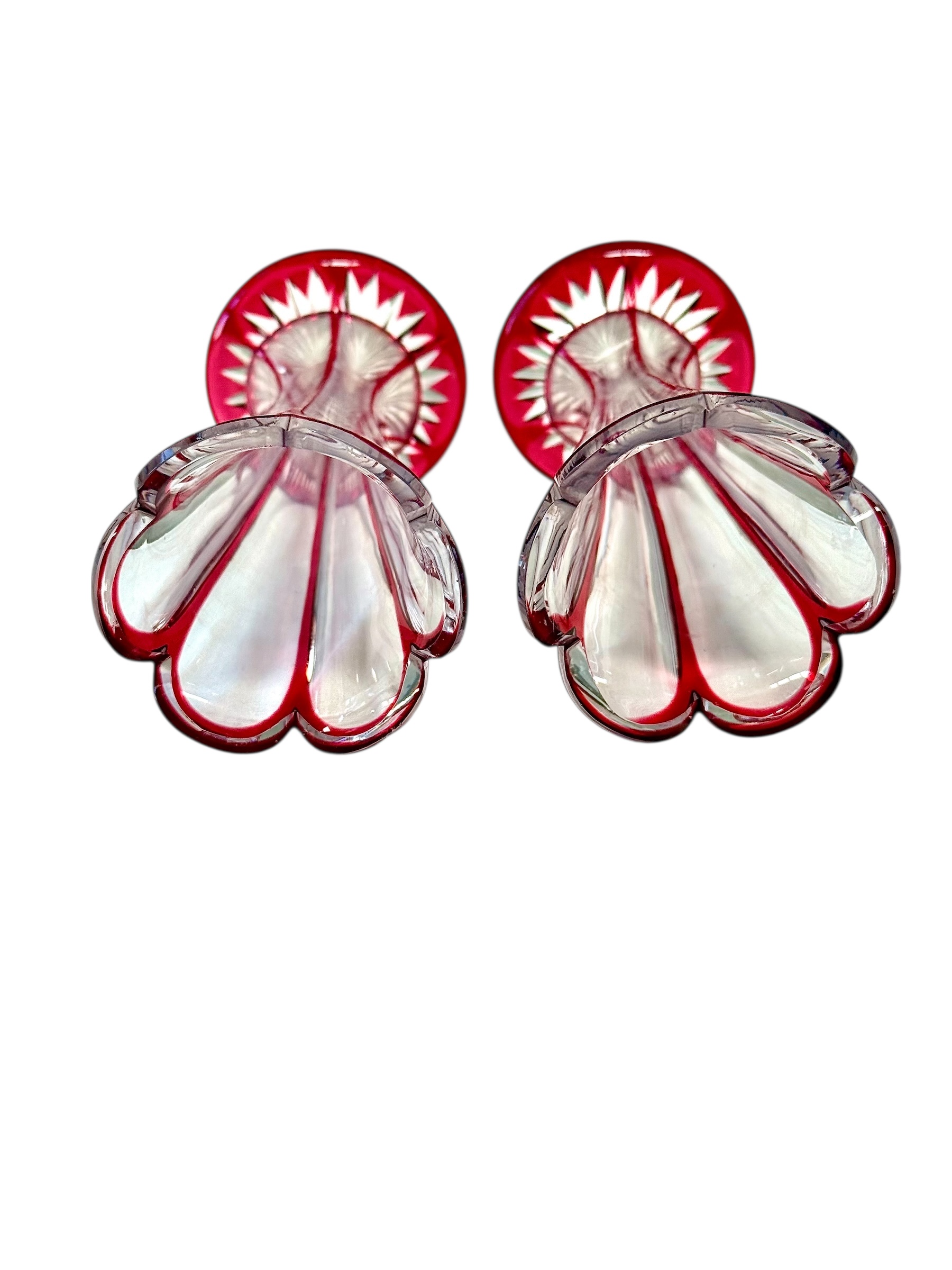 Pair of Petite Red Overlay Crystal Vases - Image 7