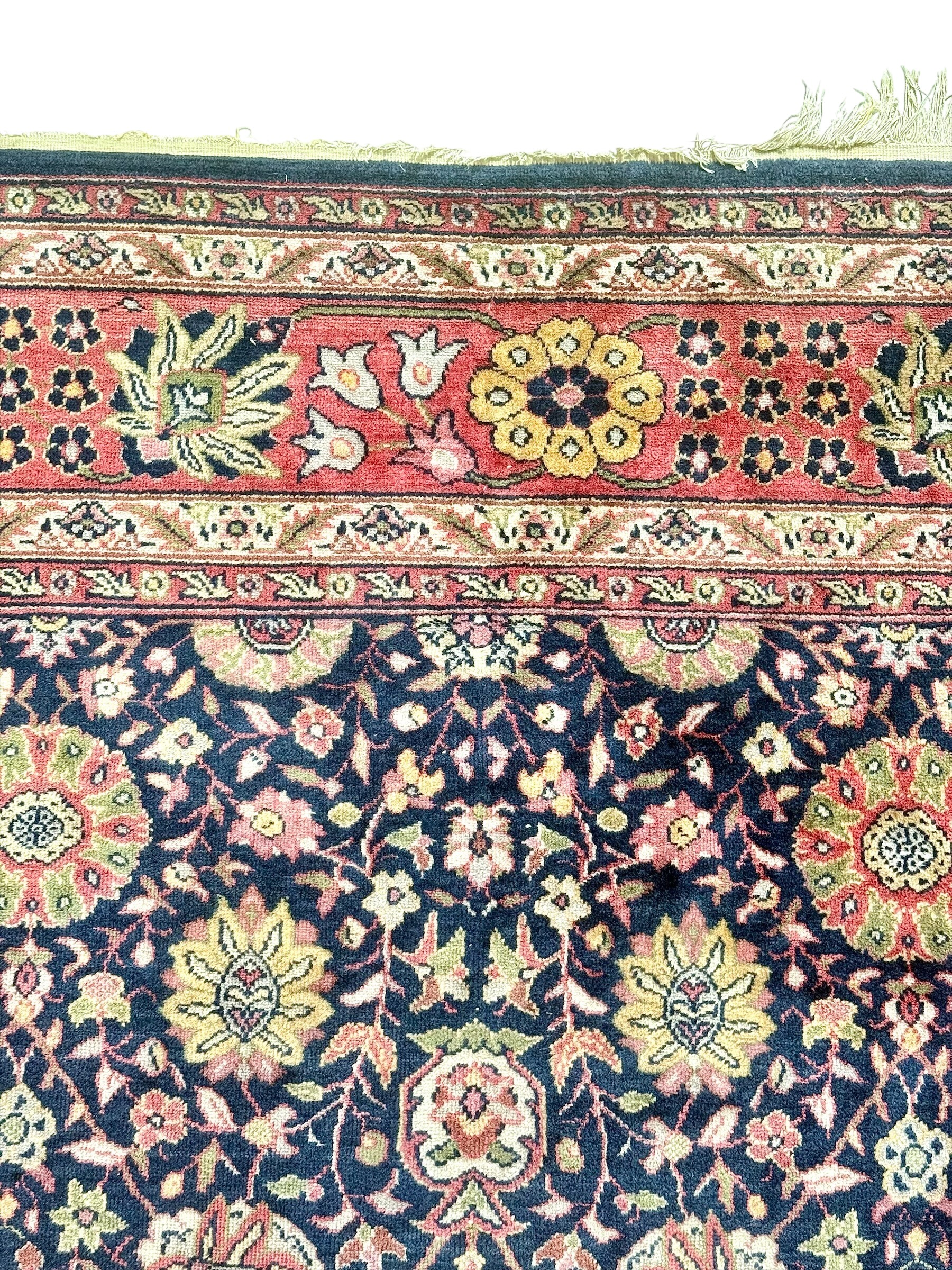 Large Persian Hand-woven Rug in Midnight Blue with Floral Medallion Pattern - Image 10