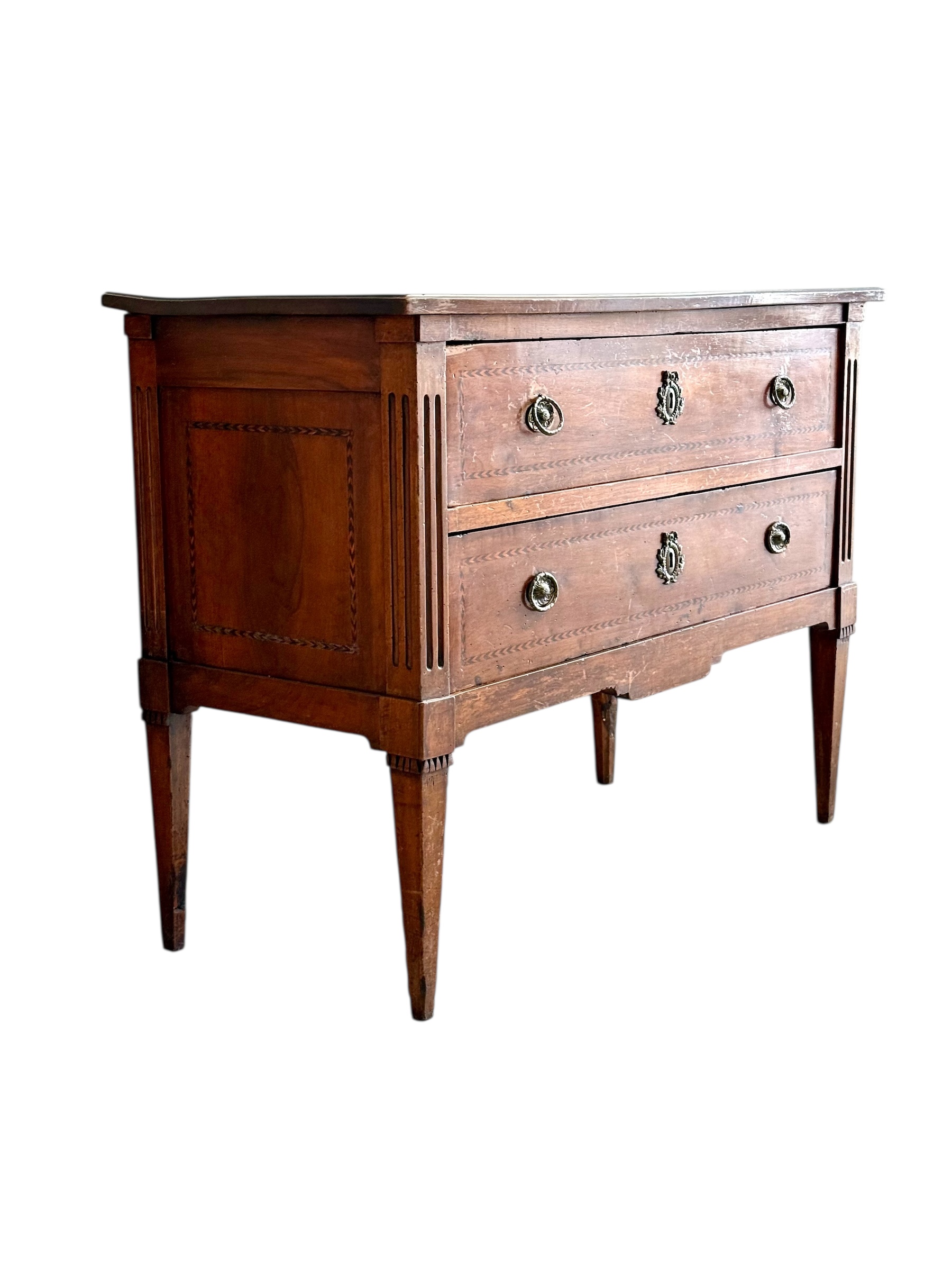 Louis XVI Period Marquetry Inlaid Cherrywood Commode, Late 18th Century