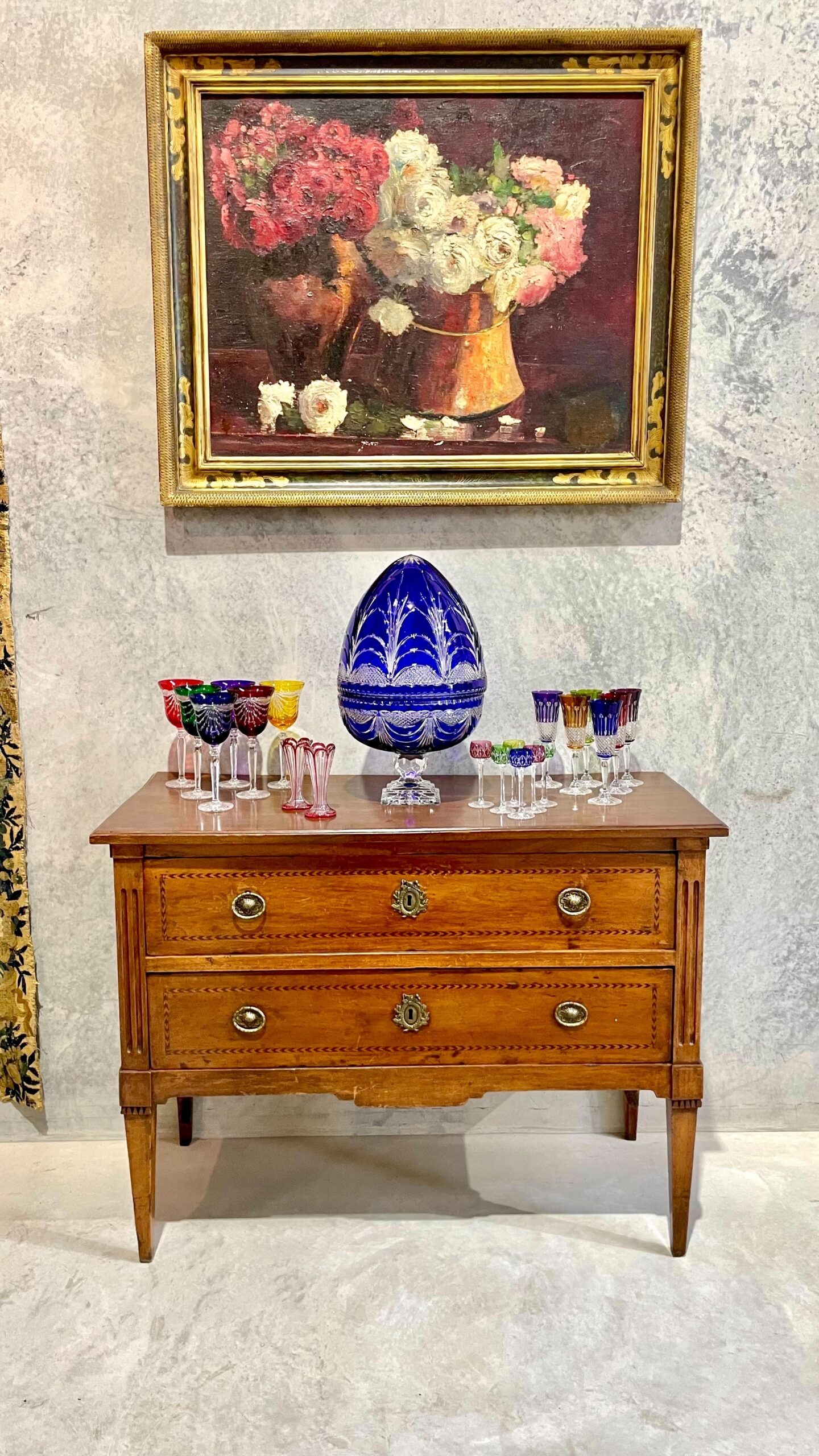 Louis XVI Period Marquetry Inlaid Cherrywood Commode, Late 18th Century