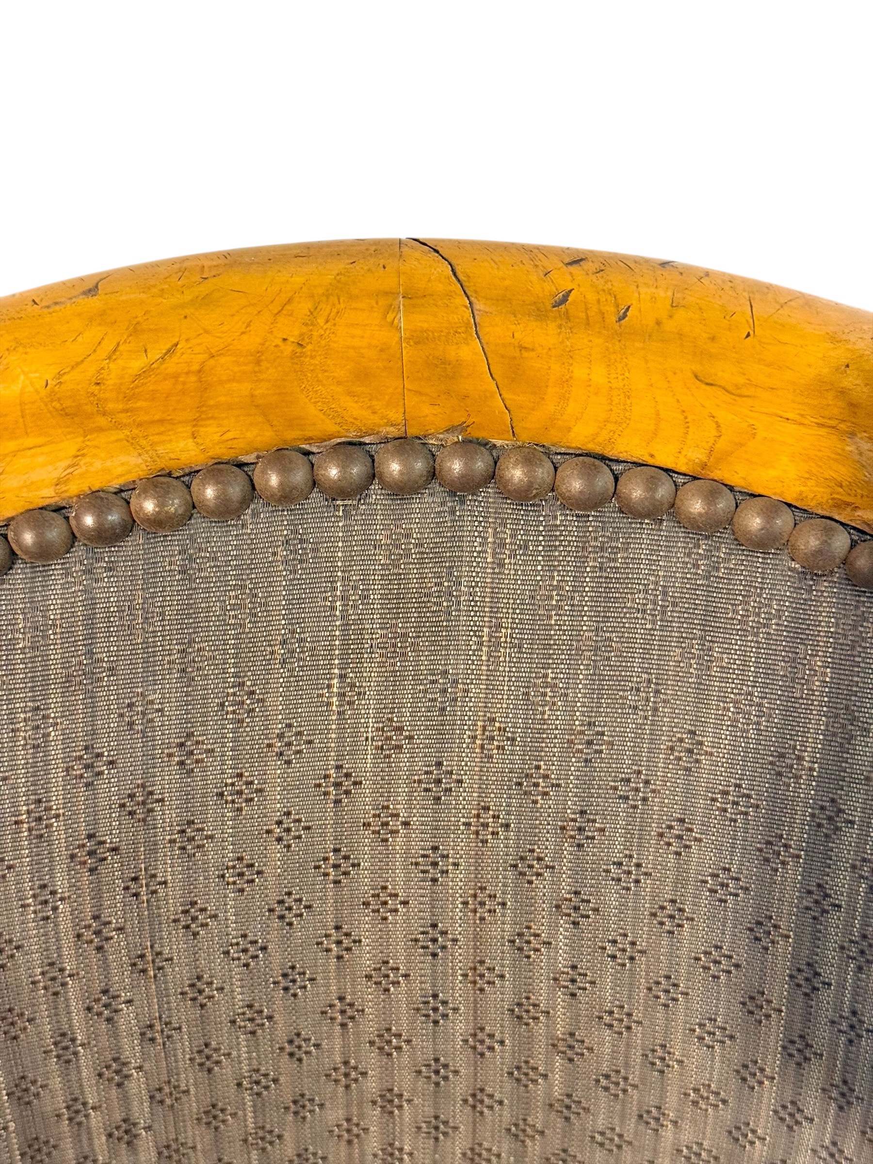 Pair of 19th Century French Empire Style Burl Wood Gondola Armchairs - Image 15