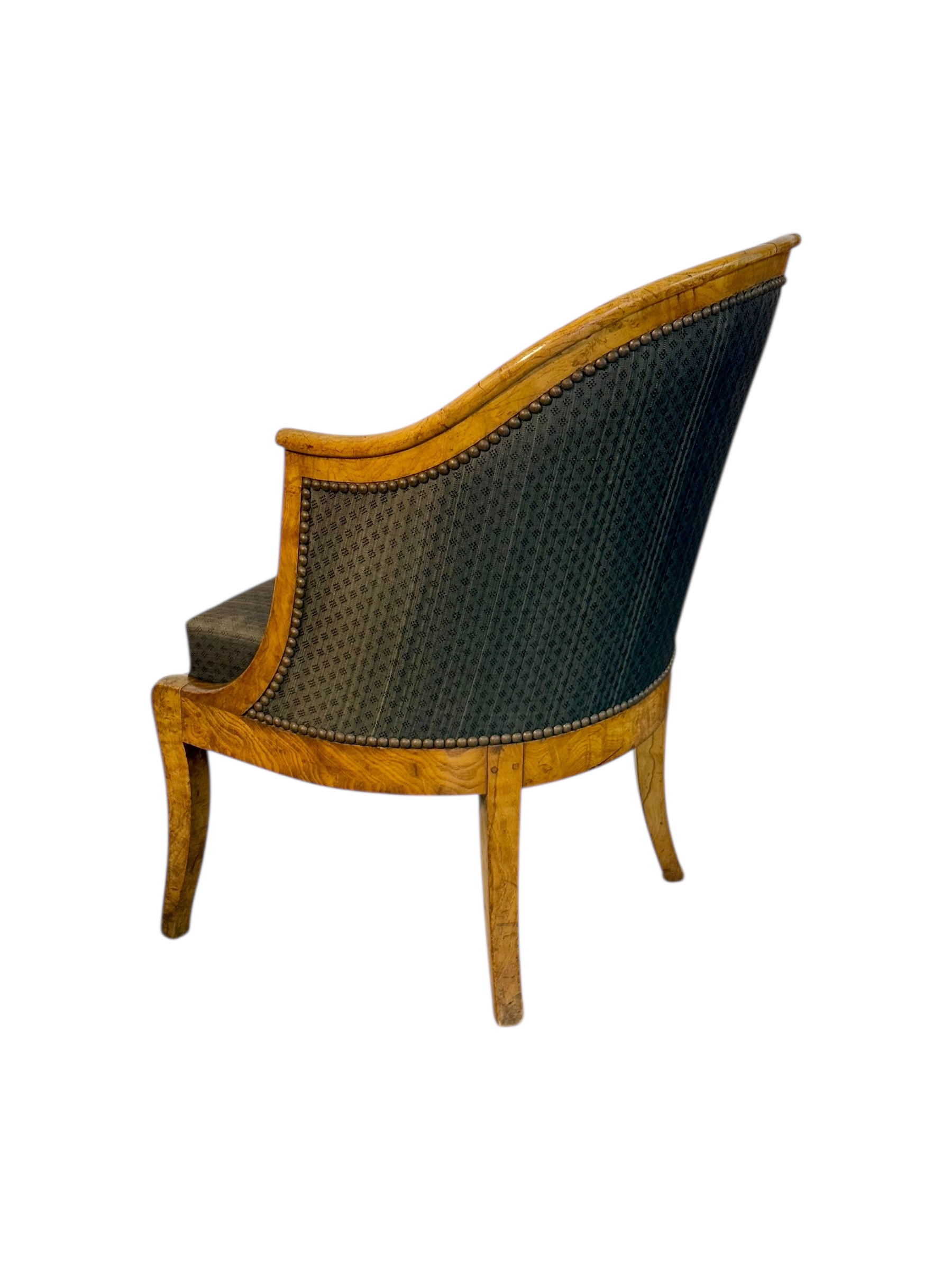 Pair of 19th Century French Empire Style Burl Wood Gondola Armchairs