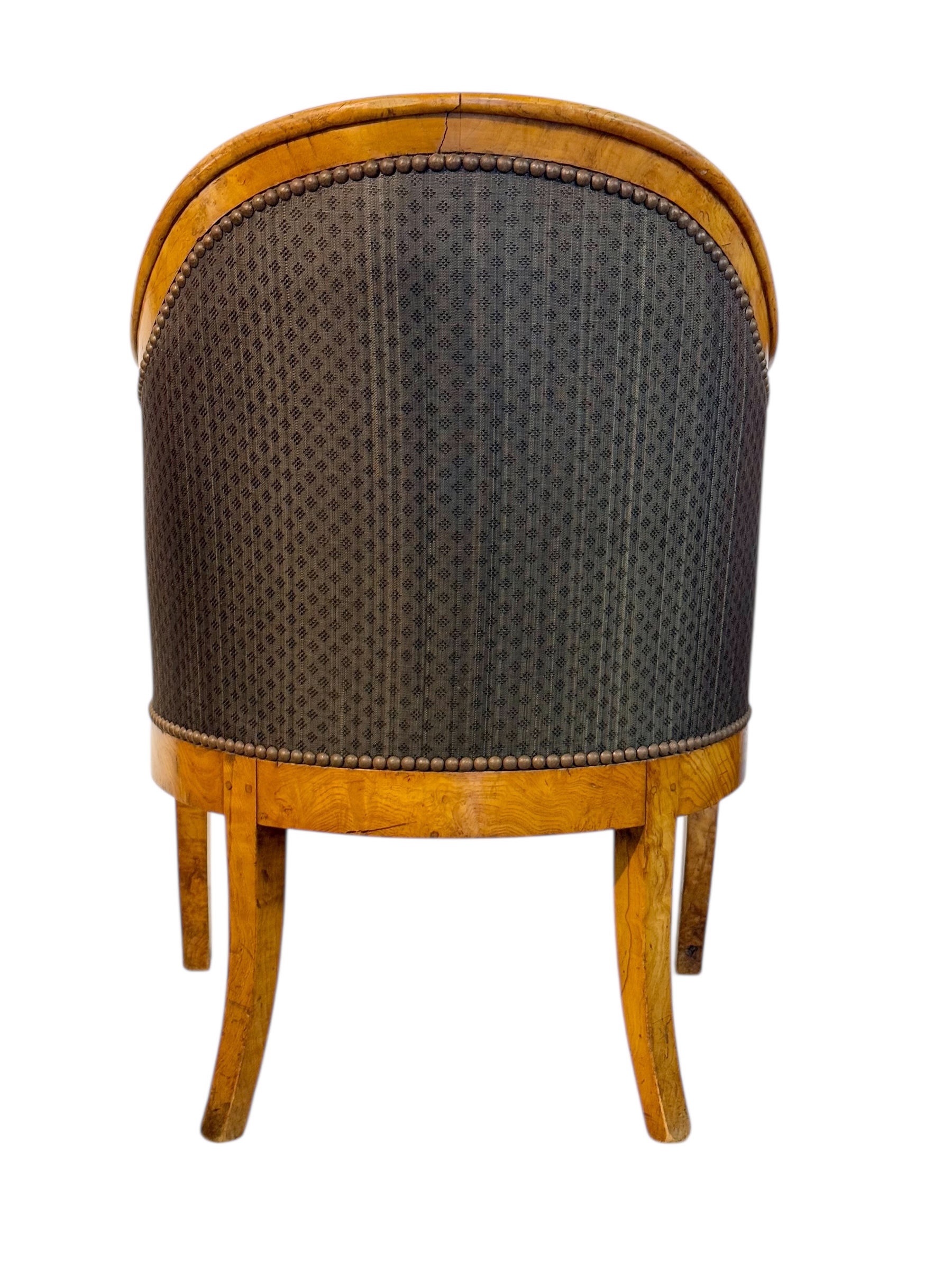 Pair of 19th Century French Empire Style Burl Wood Gondola Armchairs