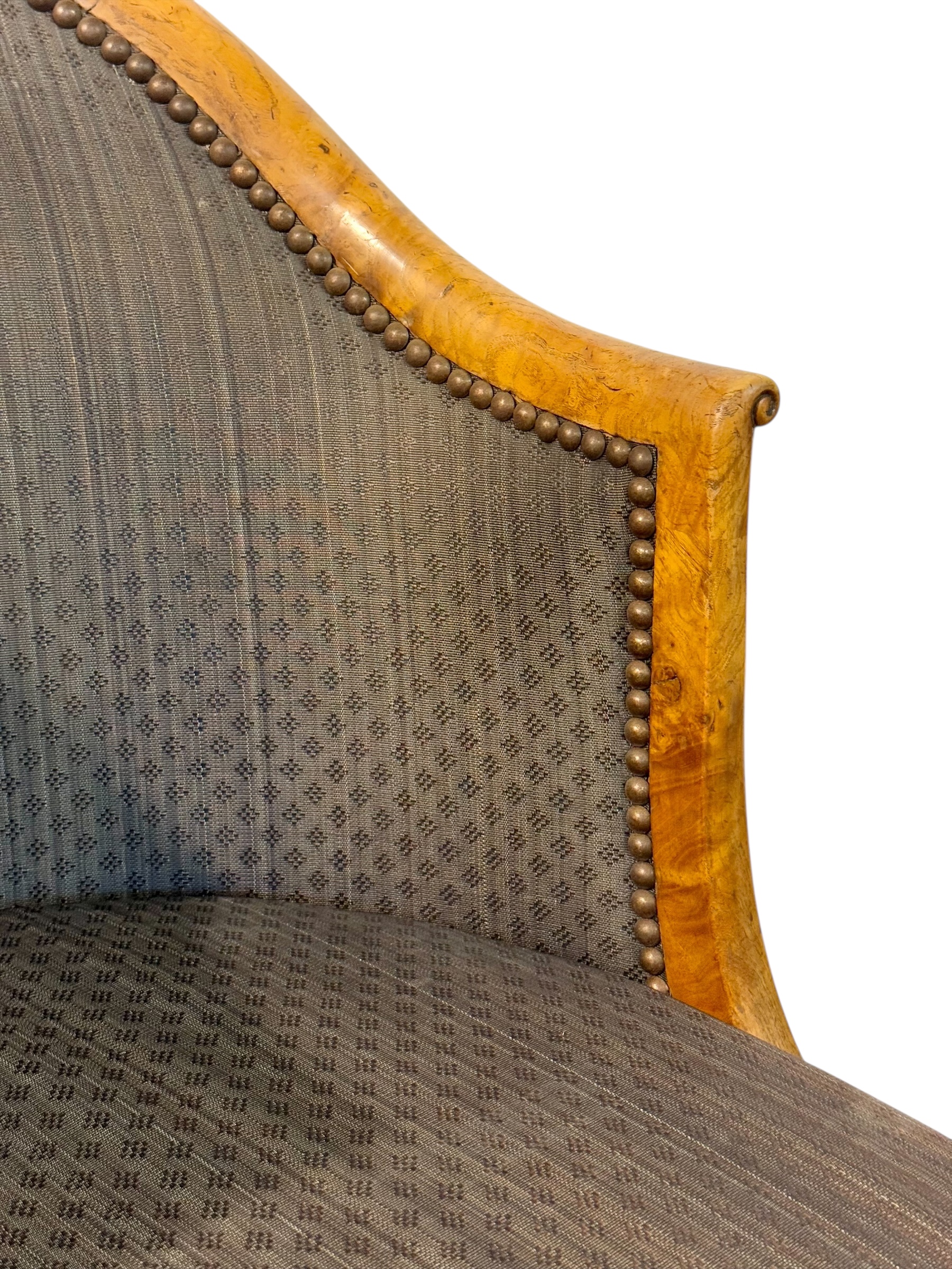 Pair of 19th Century French Empire Style Burl Wood Gondola Armchairs - Image 20