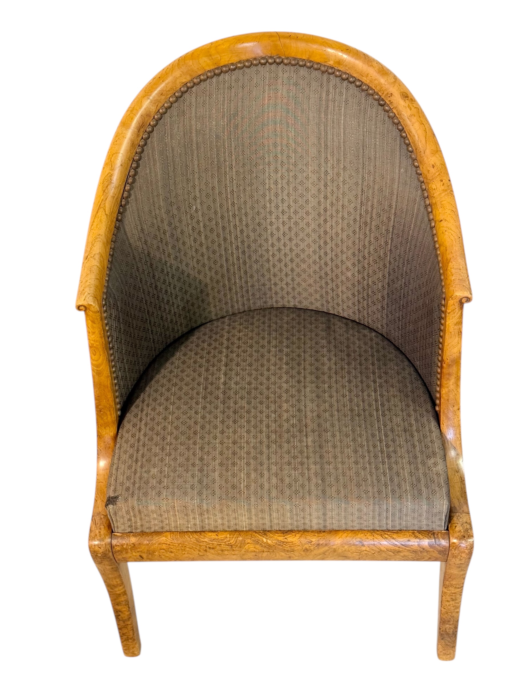 Pair of 19th Century French Empire Style Burl Wood Gondola Armchairs - Image 9