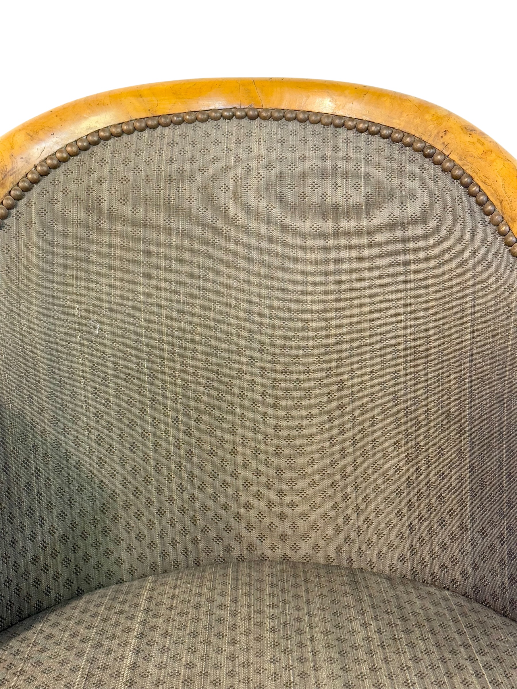 Pair of 19th Century French Empire Style Burl Wood Gondola Armchairs