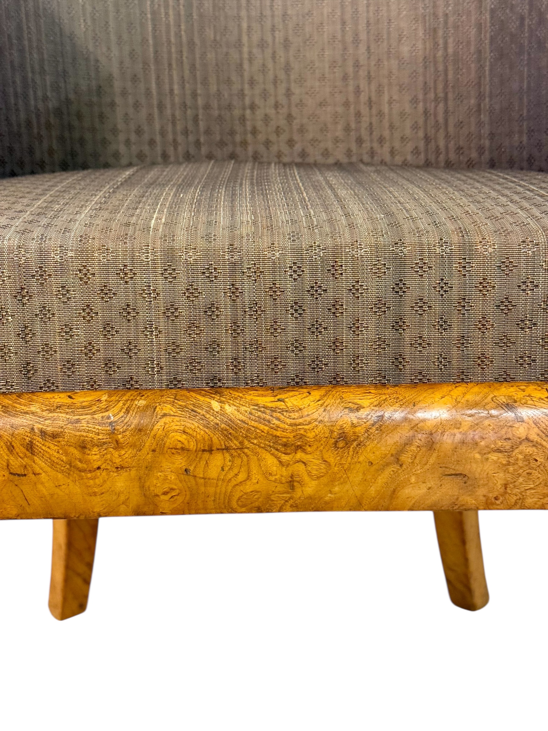 Pair of 19th Century French Empire Style Burl Wood Gondola Armchairs - Image 13