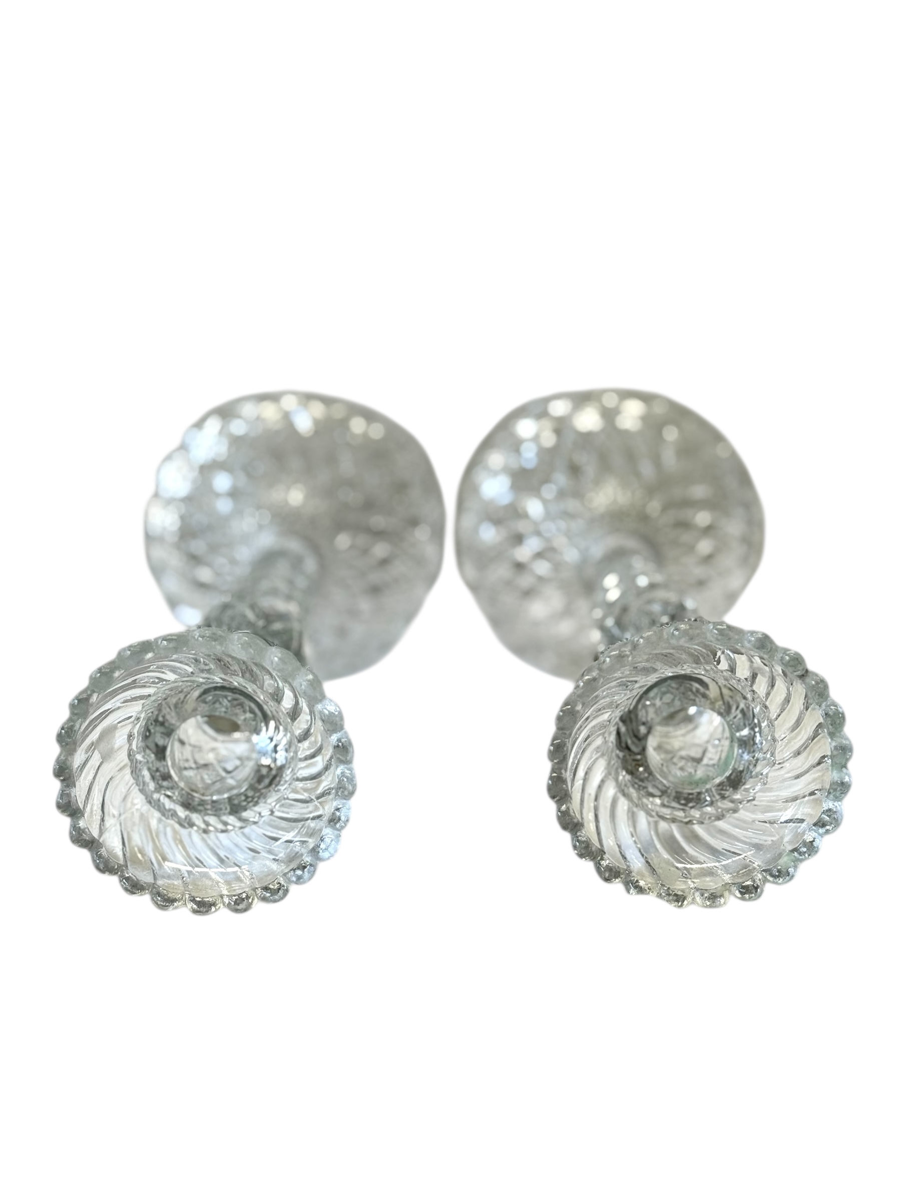 Pair of Cut Crystal Candleholders with Diamond Pattern, 19th Century - Image 4