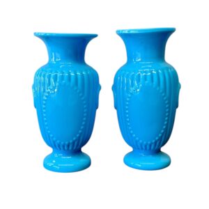 Pair of French Opaline Blue Glass Vases, 19th Century