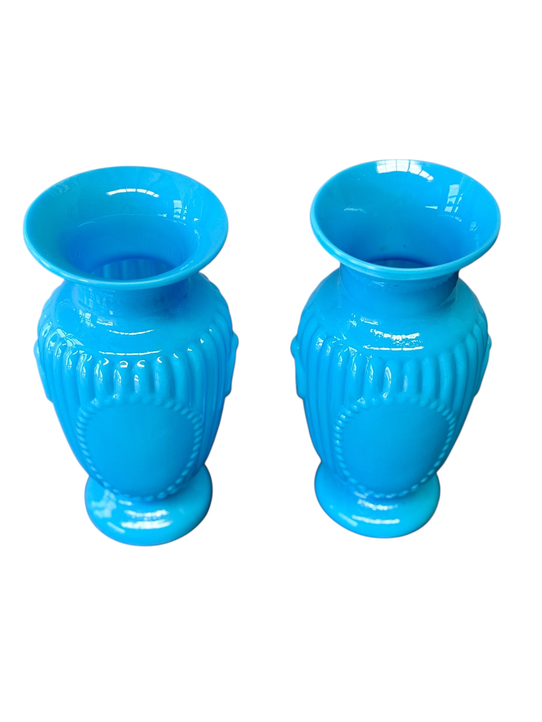 Pair of French Opaline Blue Glass Vases, 19th Century - Image 6