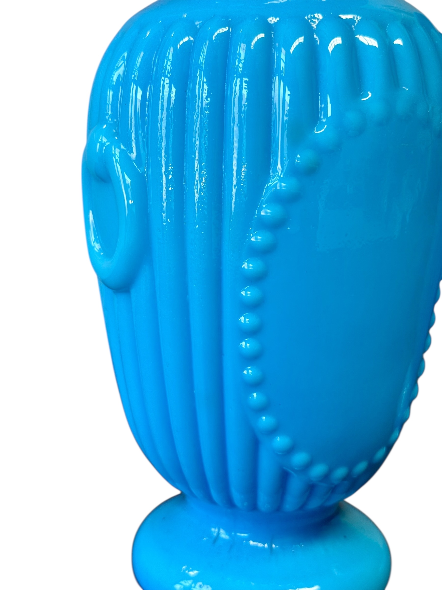 Pair of French Opaline Blue Glass Vases, 19th Century