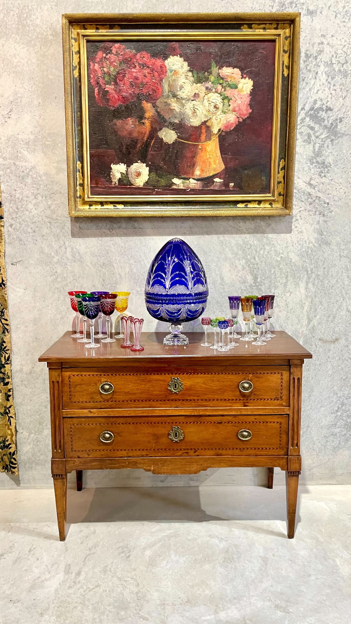 Pair of Petite Ruby Red Overlay Crystal Vases, 19th Century