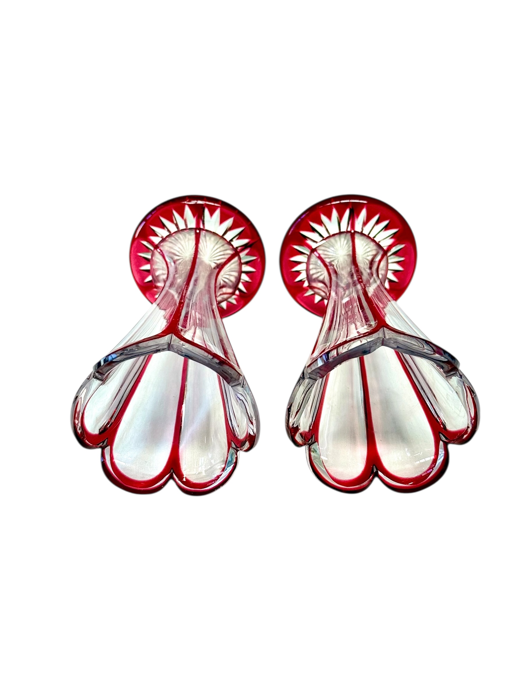 Pair of Petite Red Overlay Crystal Vases - Image 8