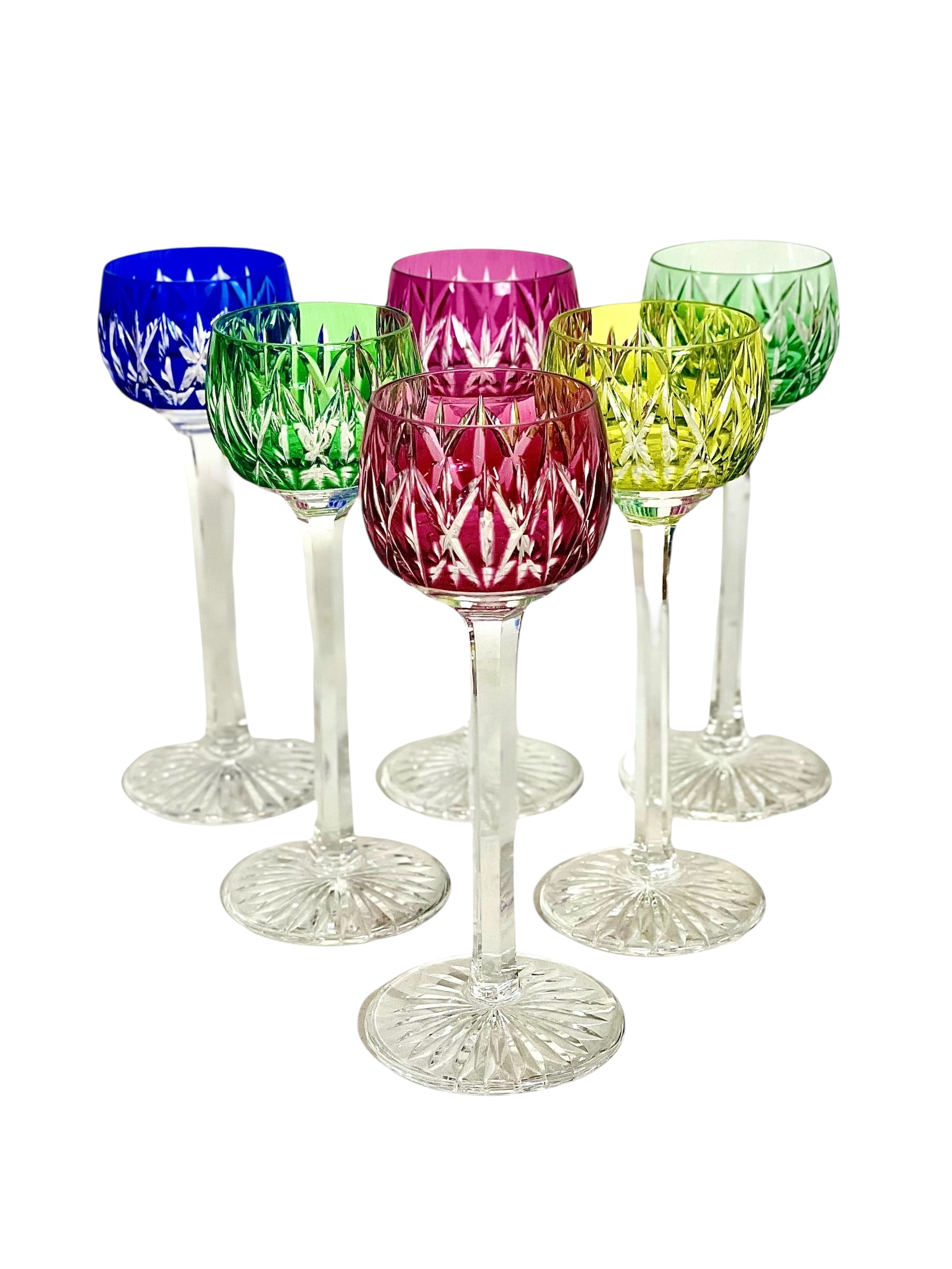 Set of 6 Saint-Louis Crystal Liqueur Glasses, France, Mid-20th Century