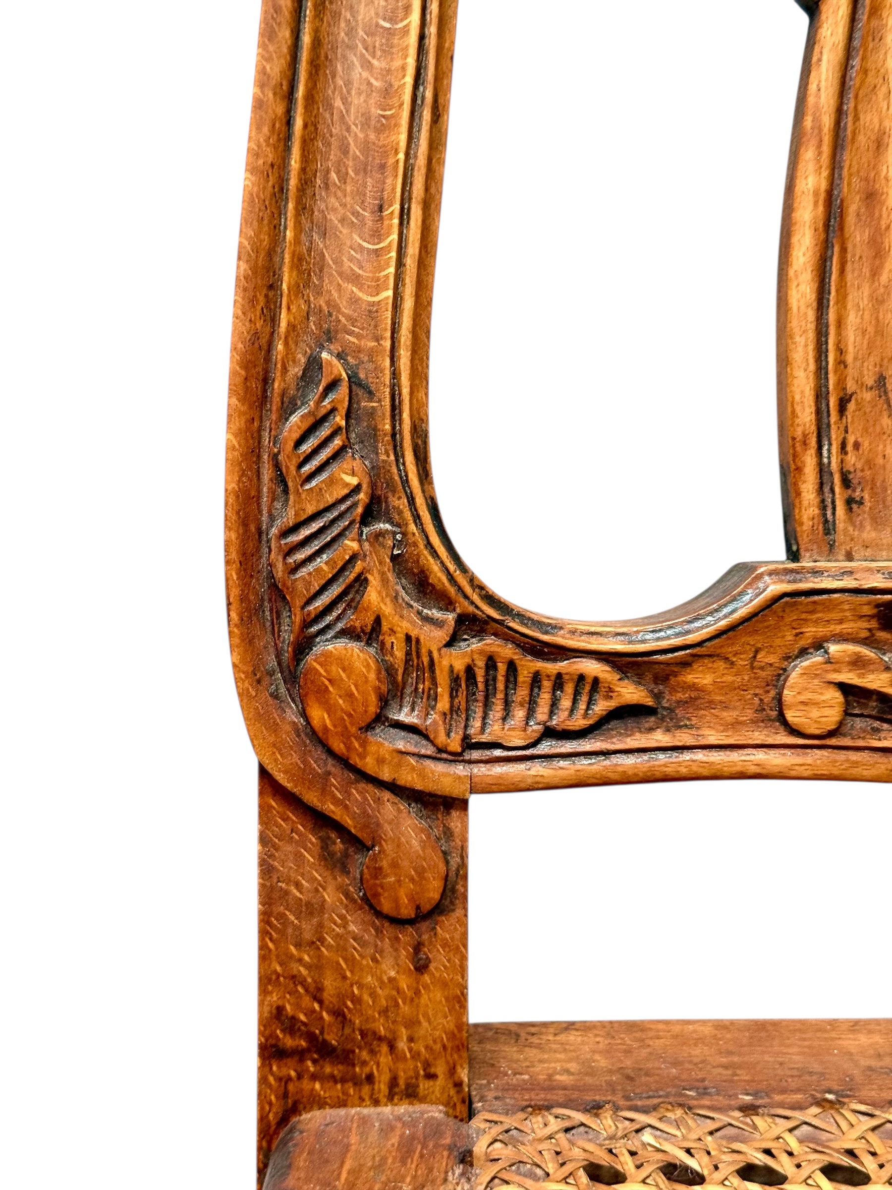 Set of Four 19th Century Louis XV Style Walnut Chairs with Cane Seats