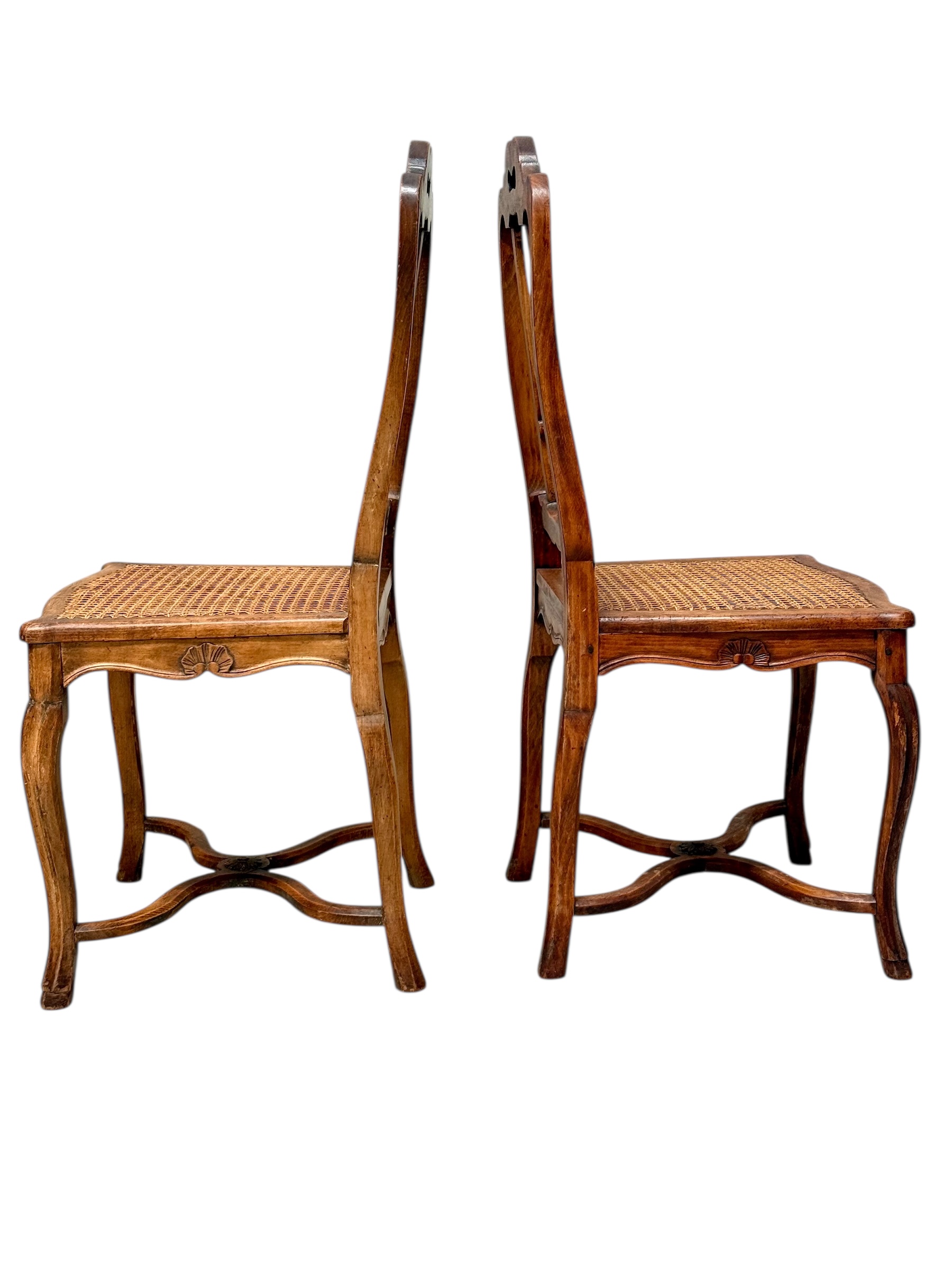 Set of Four 19th Century Louis XV Style Walnut Chairs with Cane Seats - Image 15