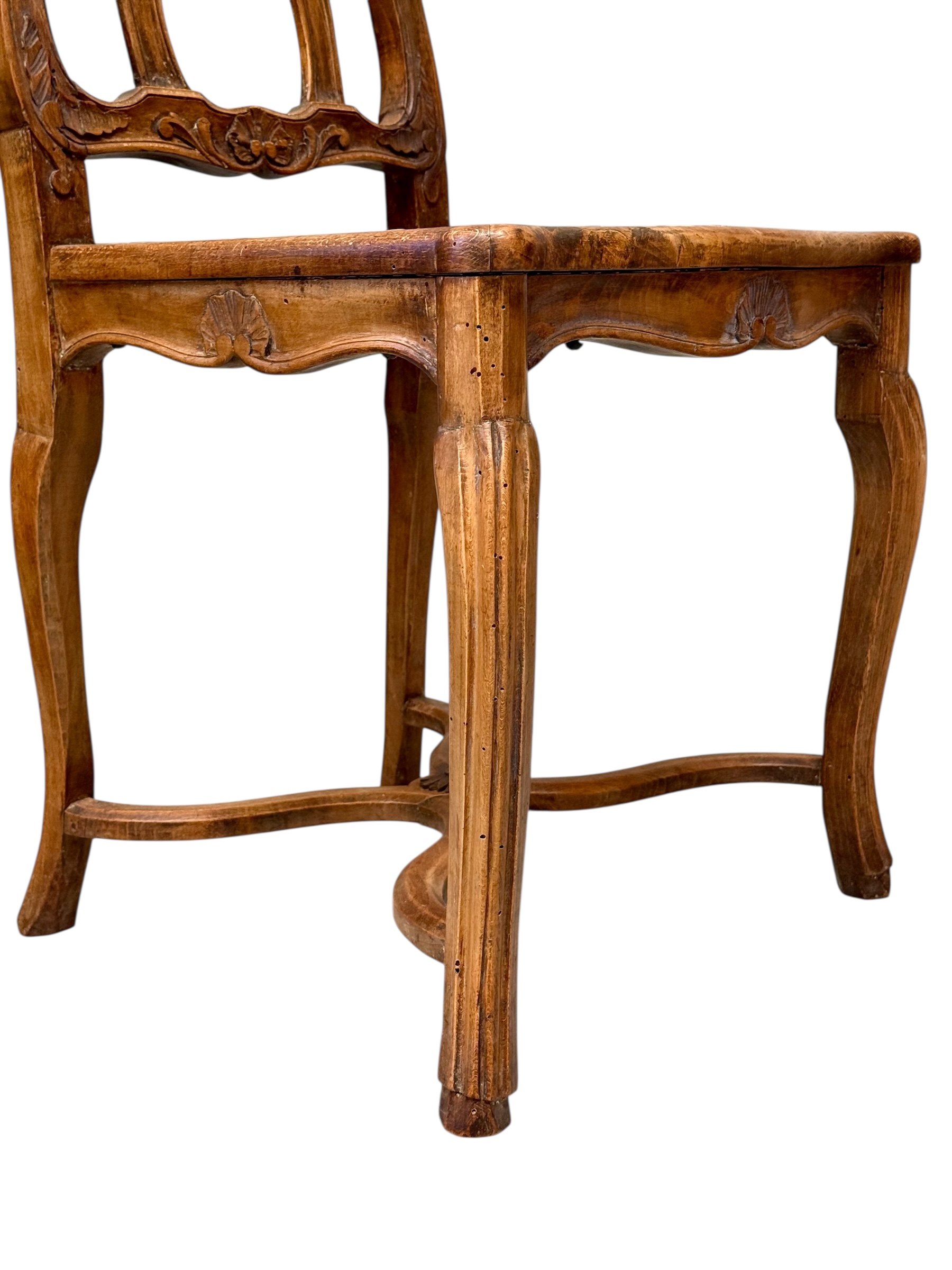 Set of Four 19th Century Louis XV Style Walnut Chairs with Cane Seats