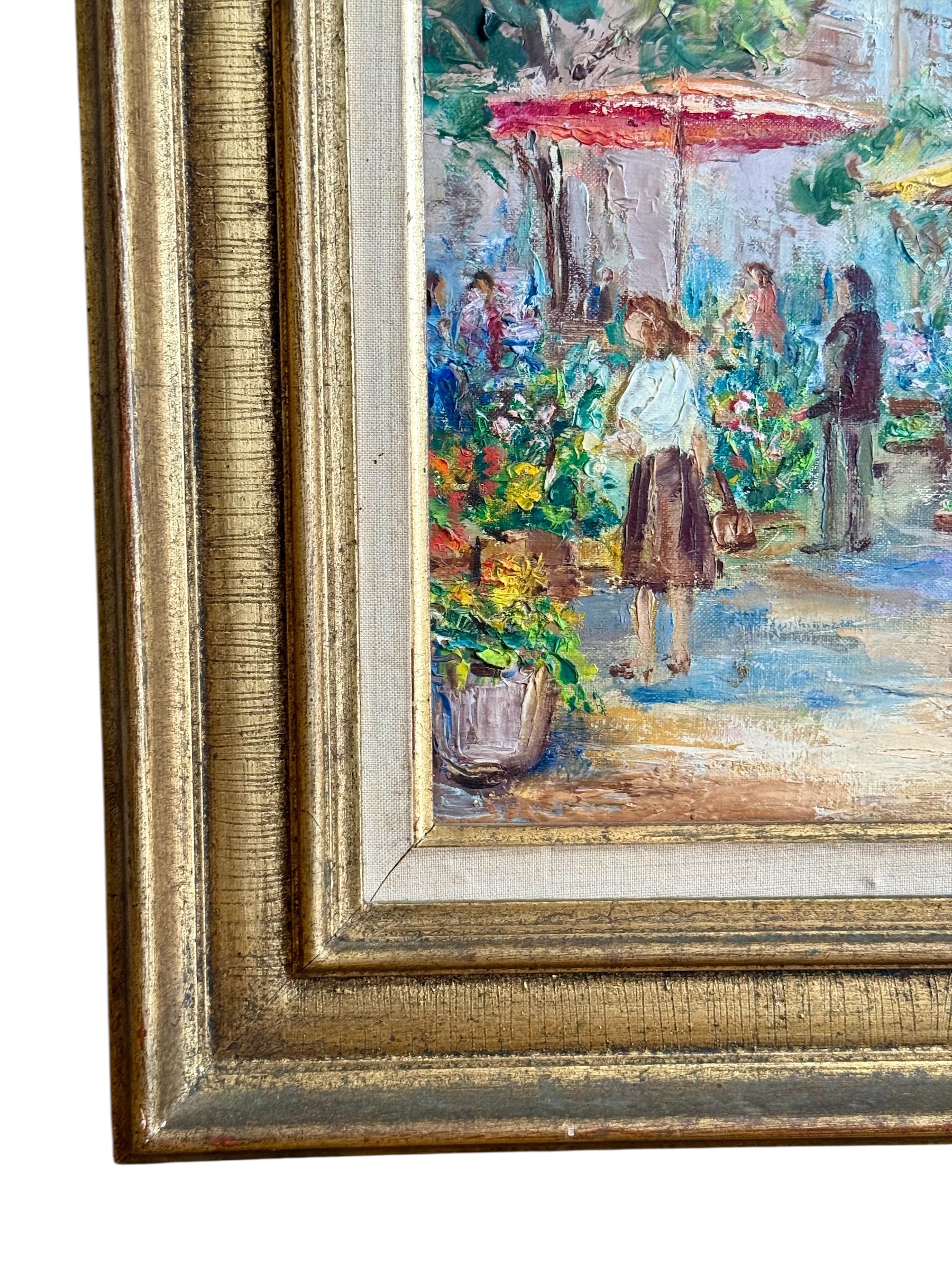 19th Century Romantic Oil Painting of Ladies by the Riverside