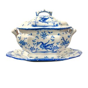19th Century French Blue & White Hand-Painted Faience